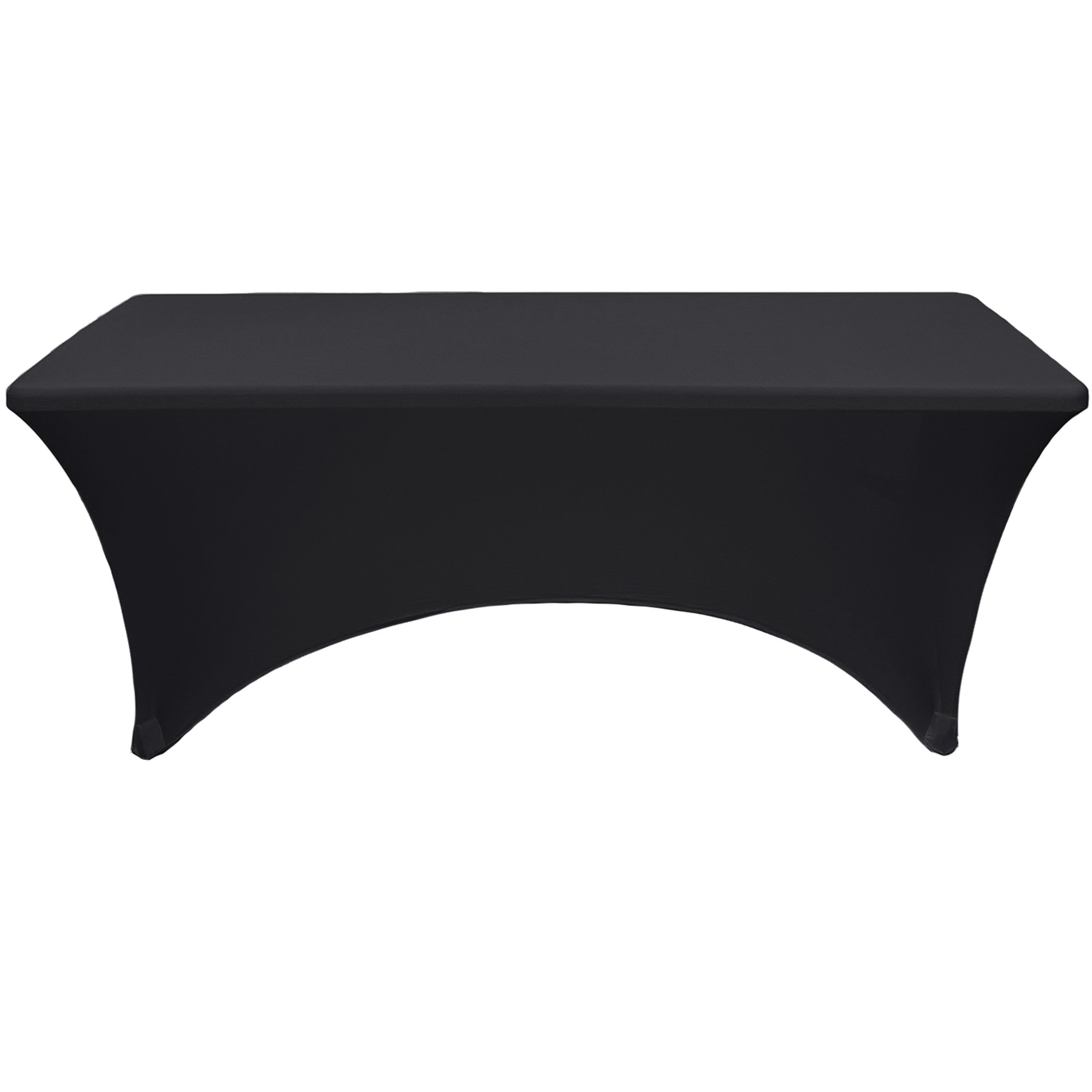 Stretch Spandex 6 ft Rectangular Table Cover Black front