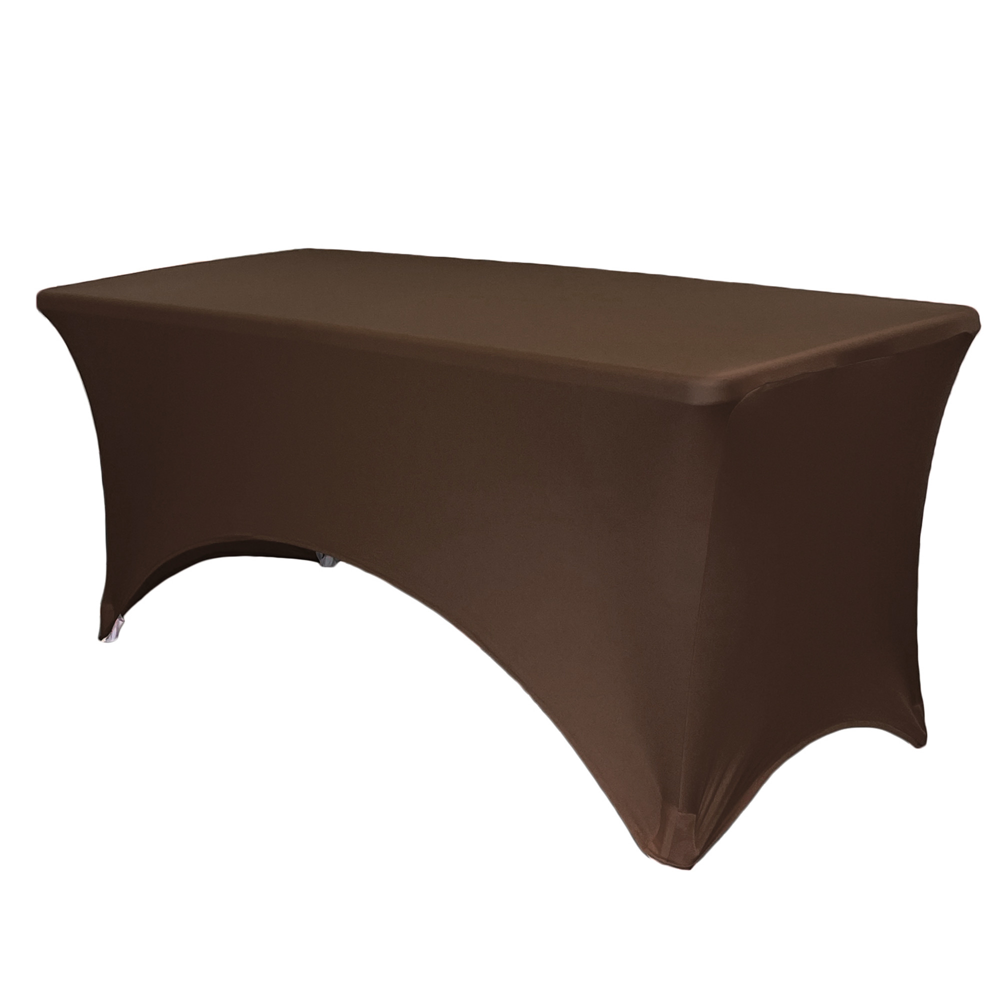 chocolate brown rectangular spandex table covers