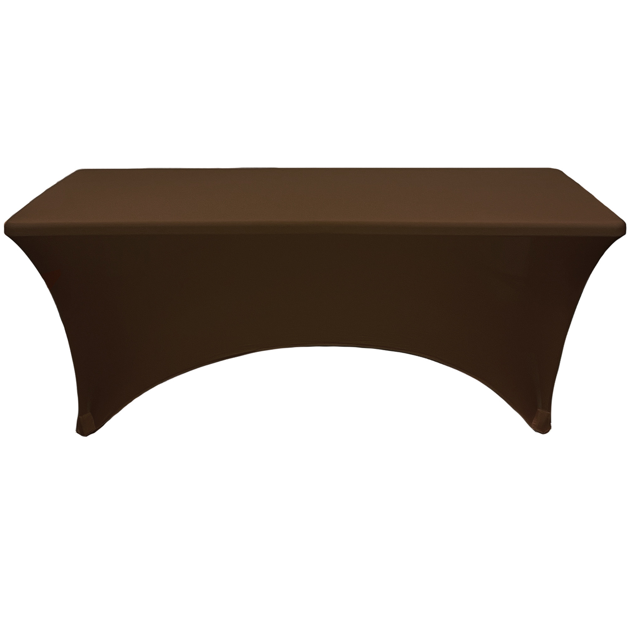 chocolate brown rectangular spandex table covers front