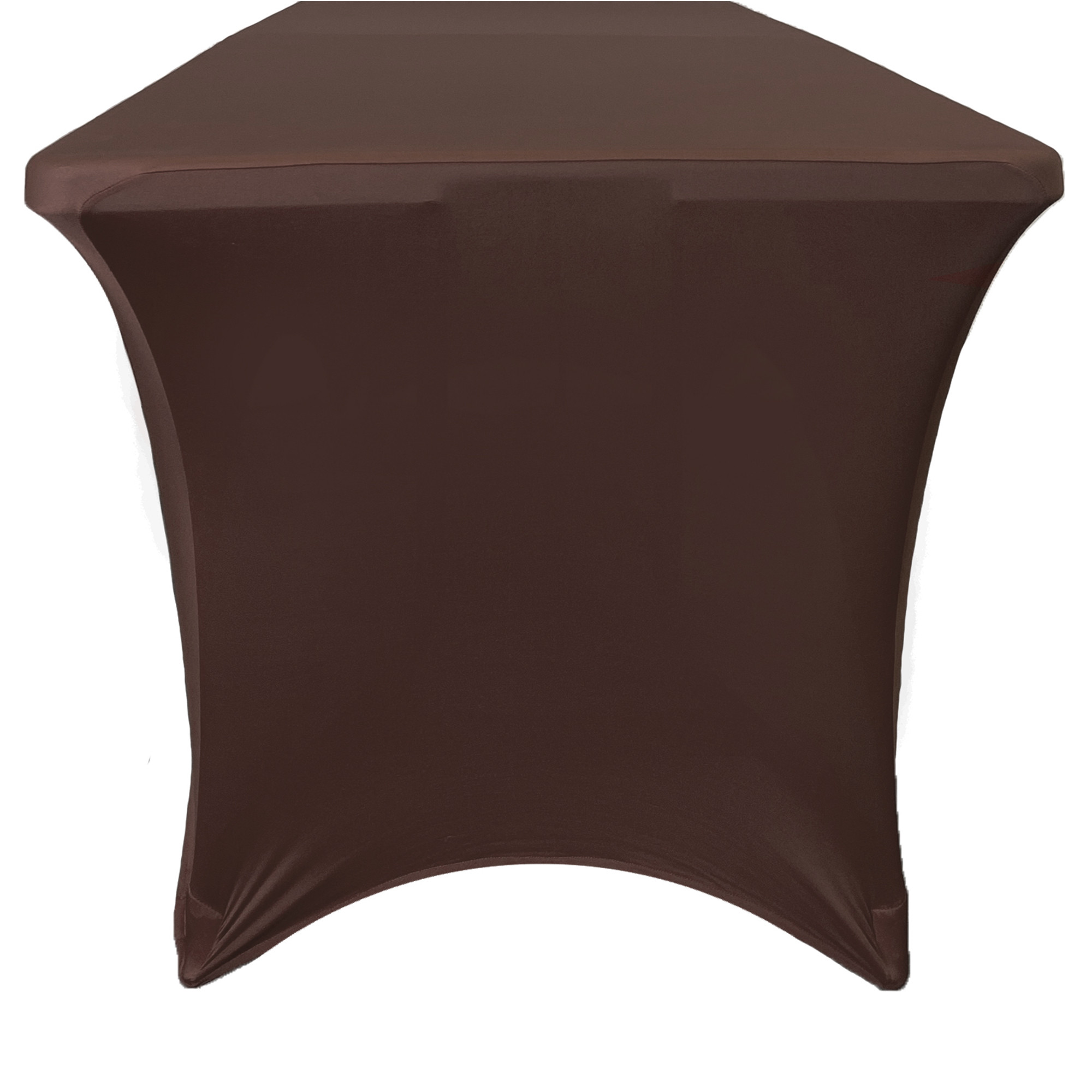 chocolate brown rectangular spandex table covers side