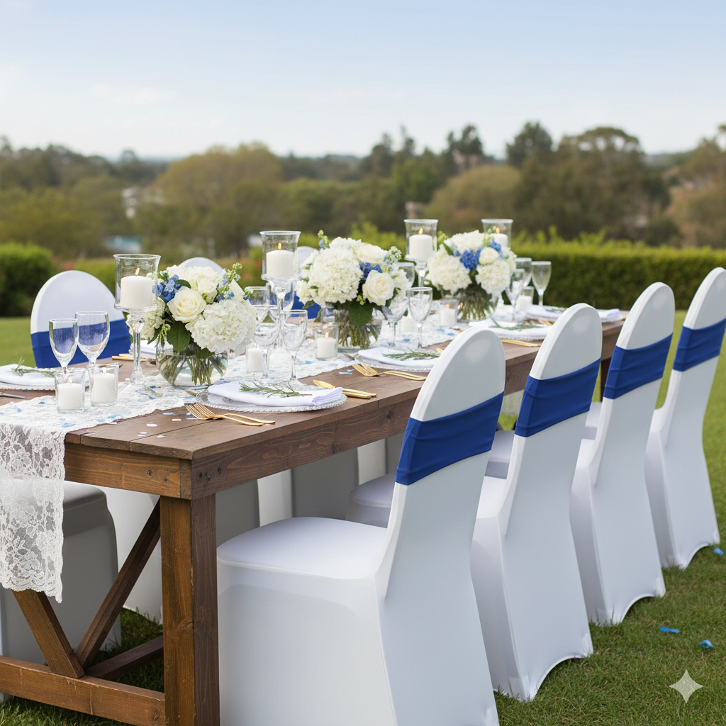 royal blue spandex chair bands for weddings