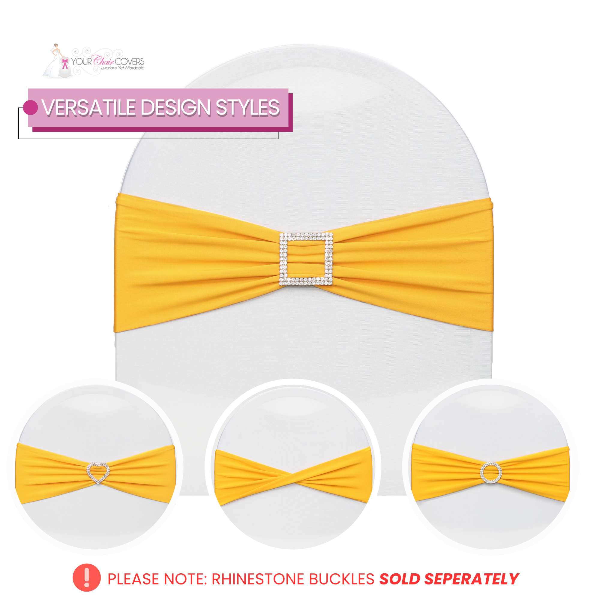 Stretch Spandex Chair Bands Gold designs