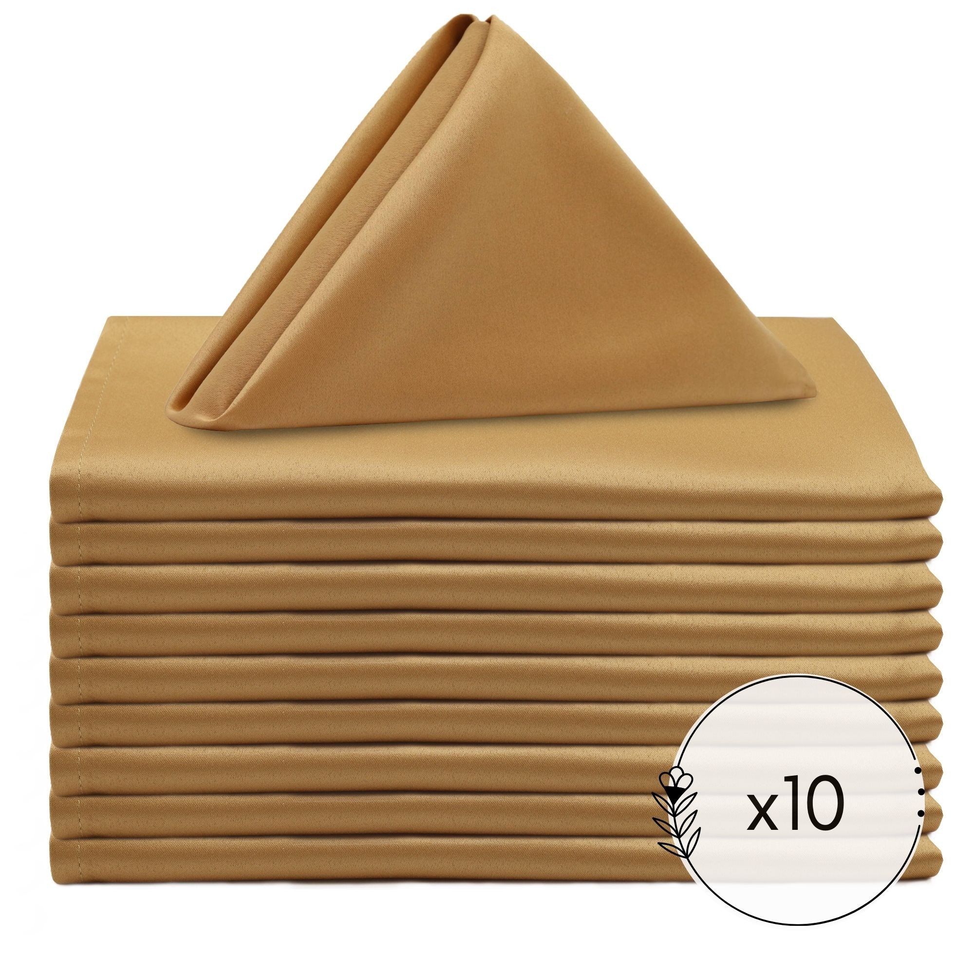 10 Pack 20 Inch L'amour Satin Napkins Gold