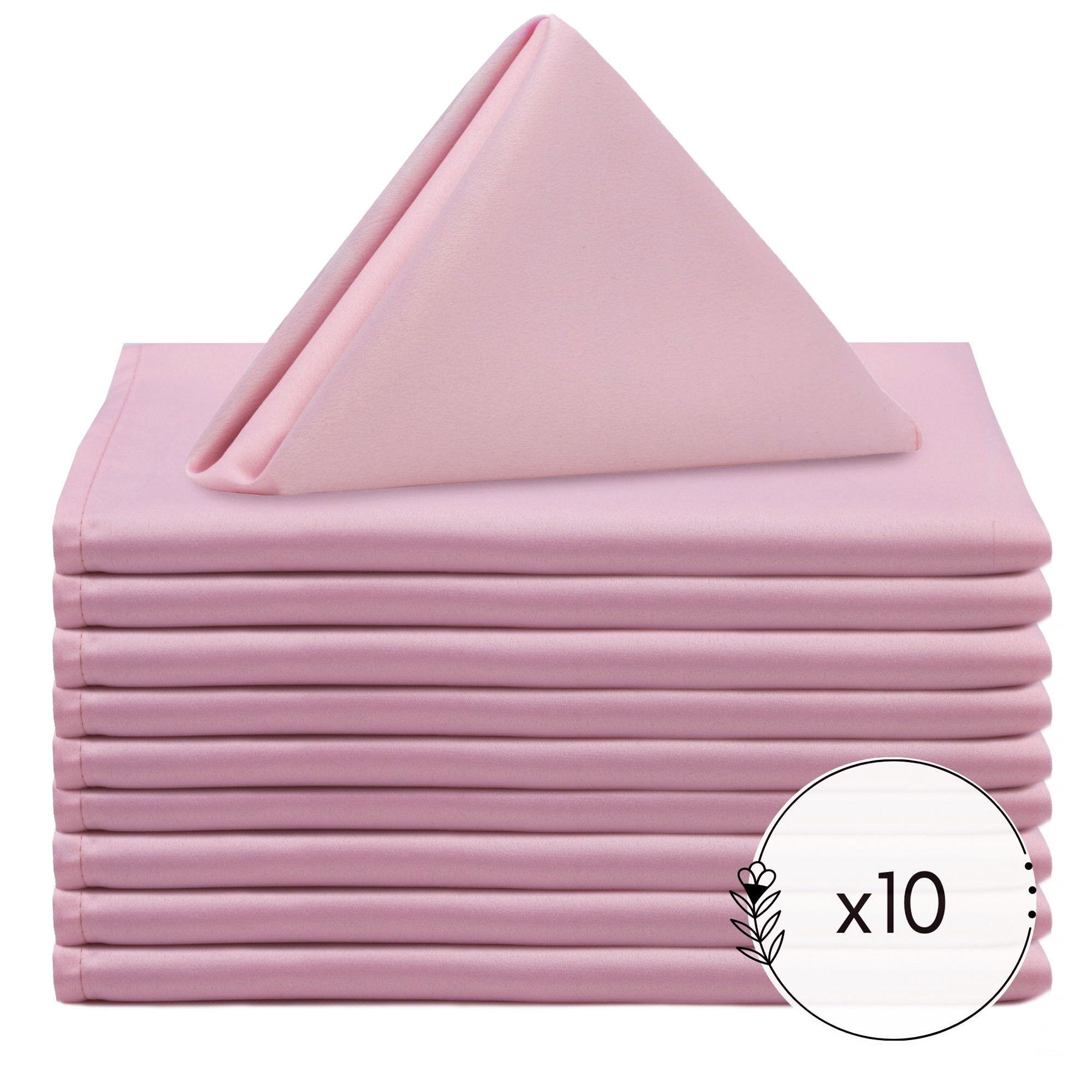 10 Pack 20 Inch L'amour Satin Napkins Pink