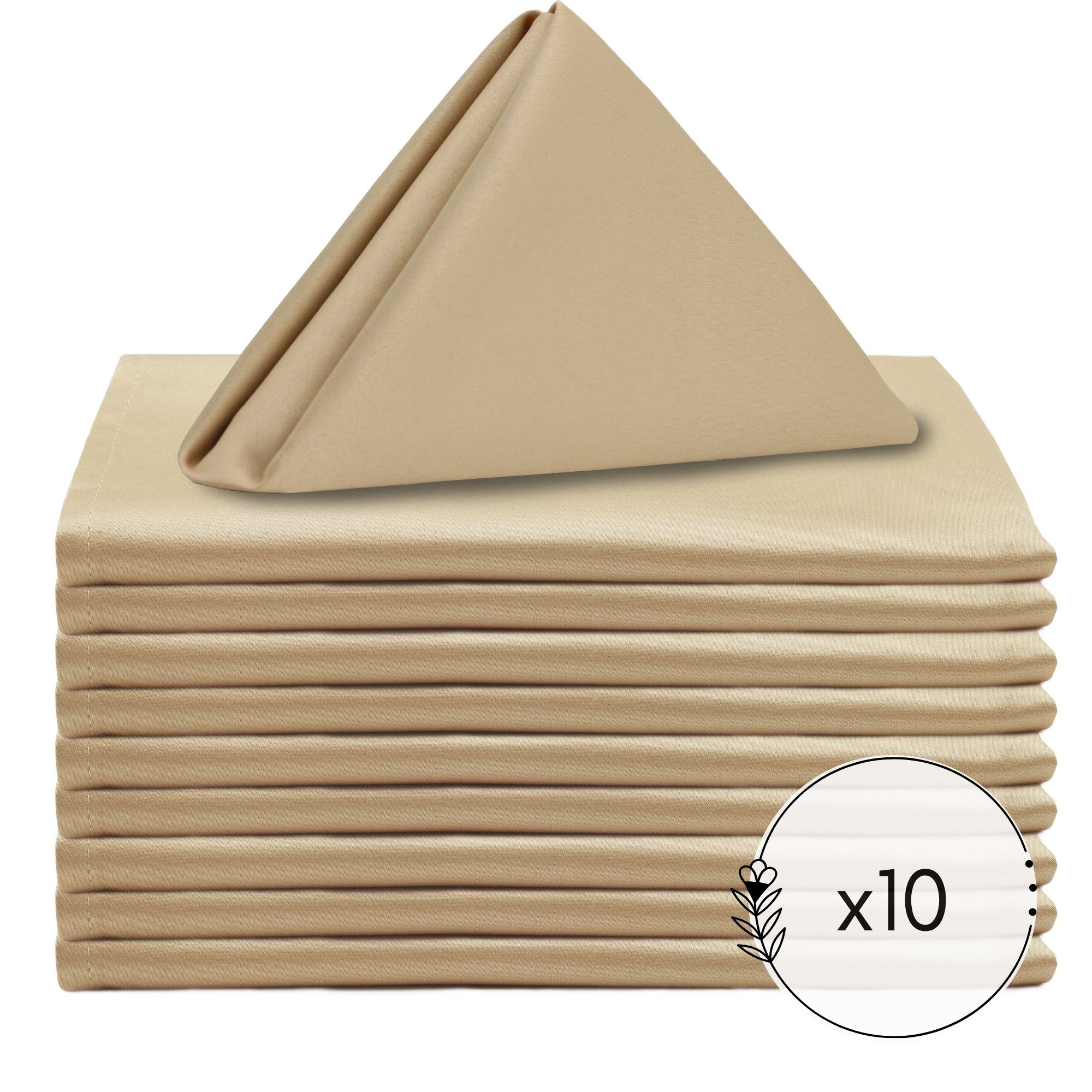 10 Pack 20 Inch L'amour Satin Napkins Champagne