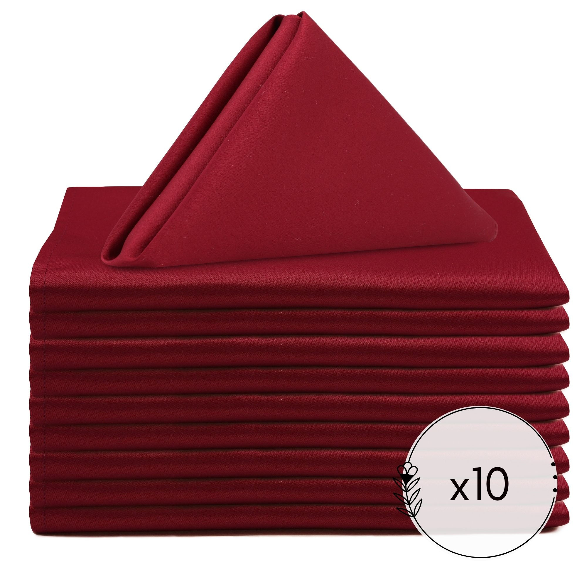 10 Pack 20 Inch L'amour Satin Napkins Dark Red