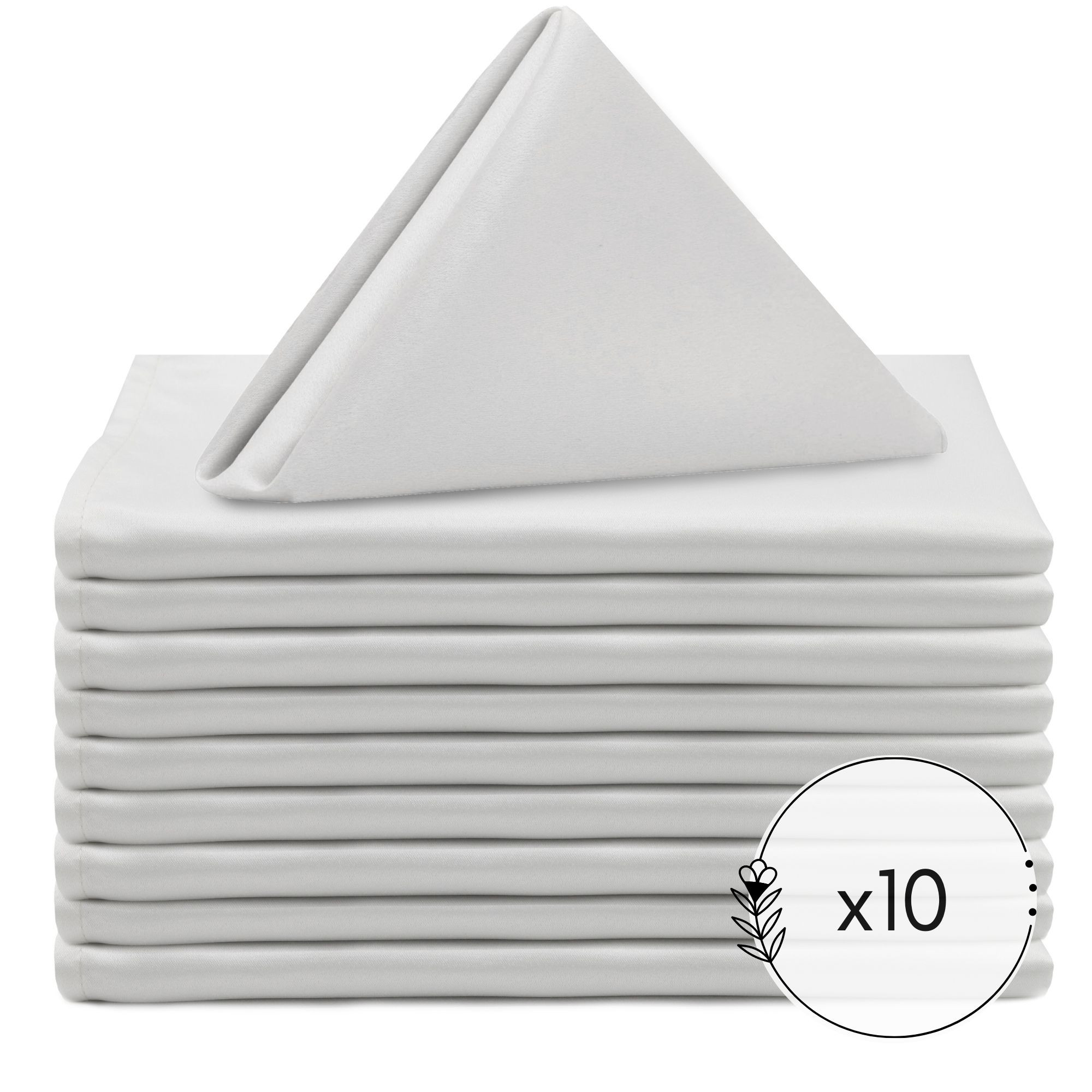 10 Pack 20 Inch L'amour Satin Napkins White