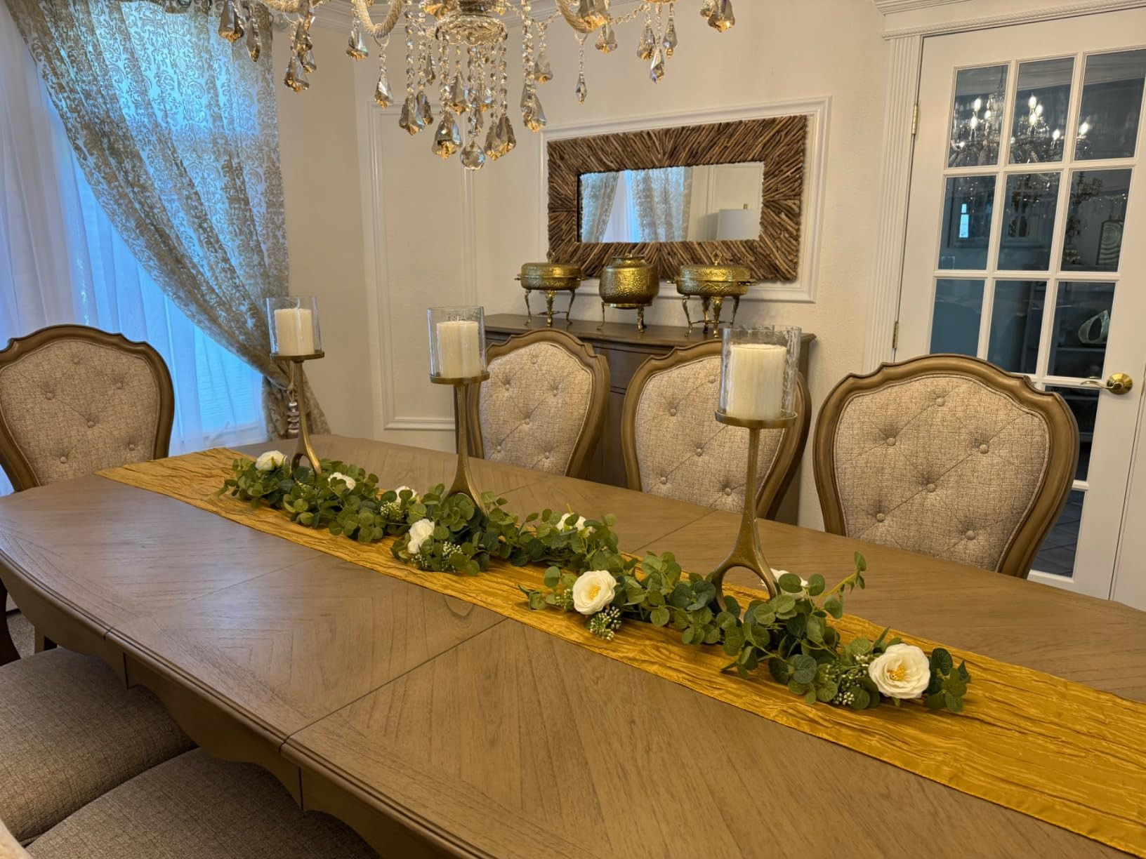 Gold Table Runners, Crinkle Taffeta Table Runner for Weddings