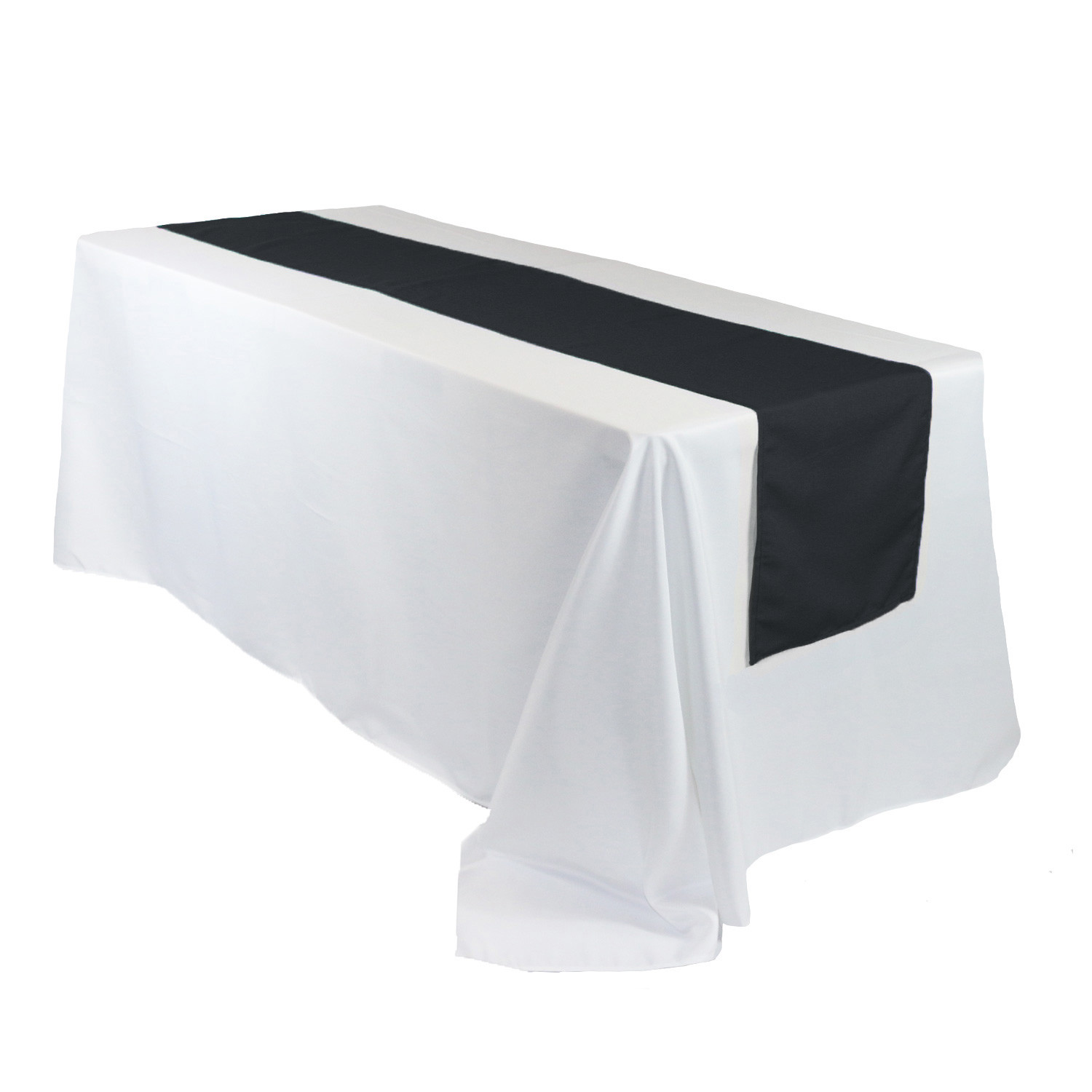14 x 108 Inch Polyester Table Runner Black on rectangular tables 