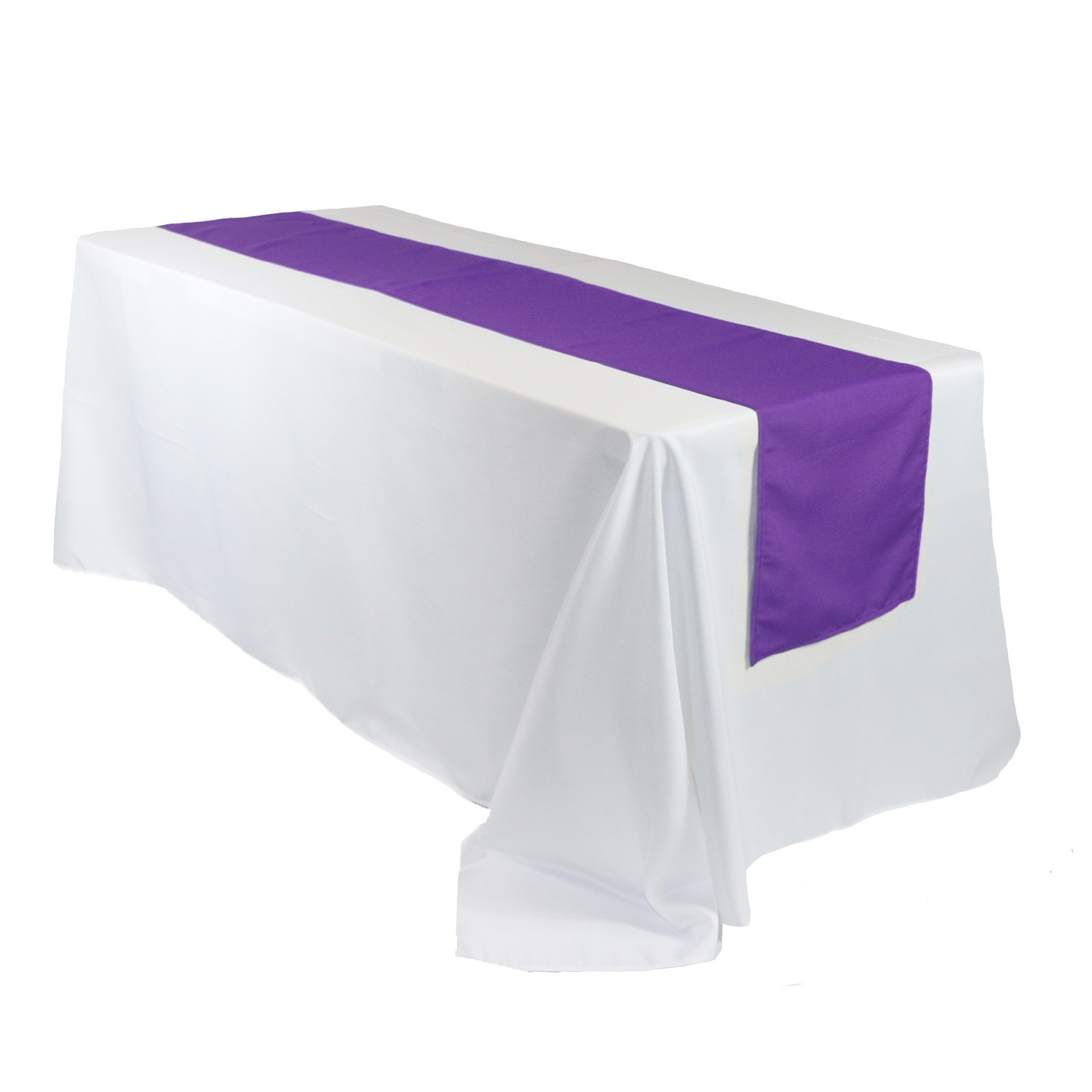 14 x 108 Inch Polyester Table Runner Purple on rectangular table