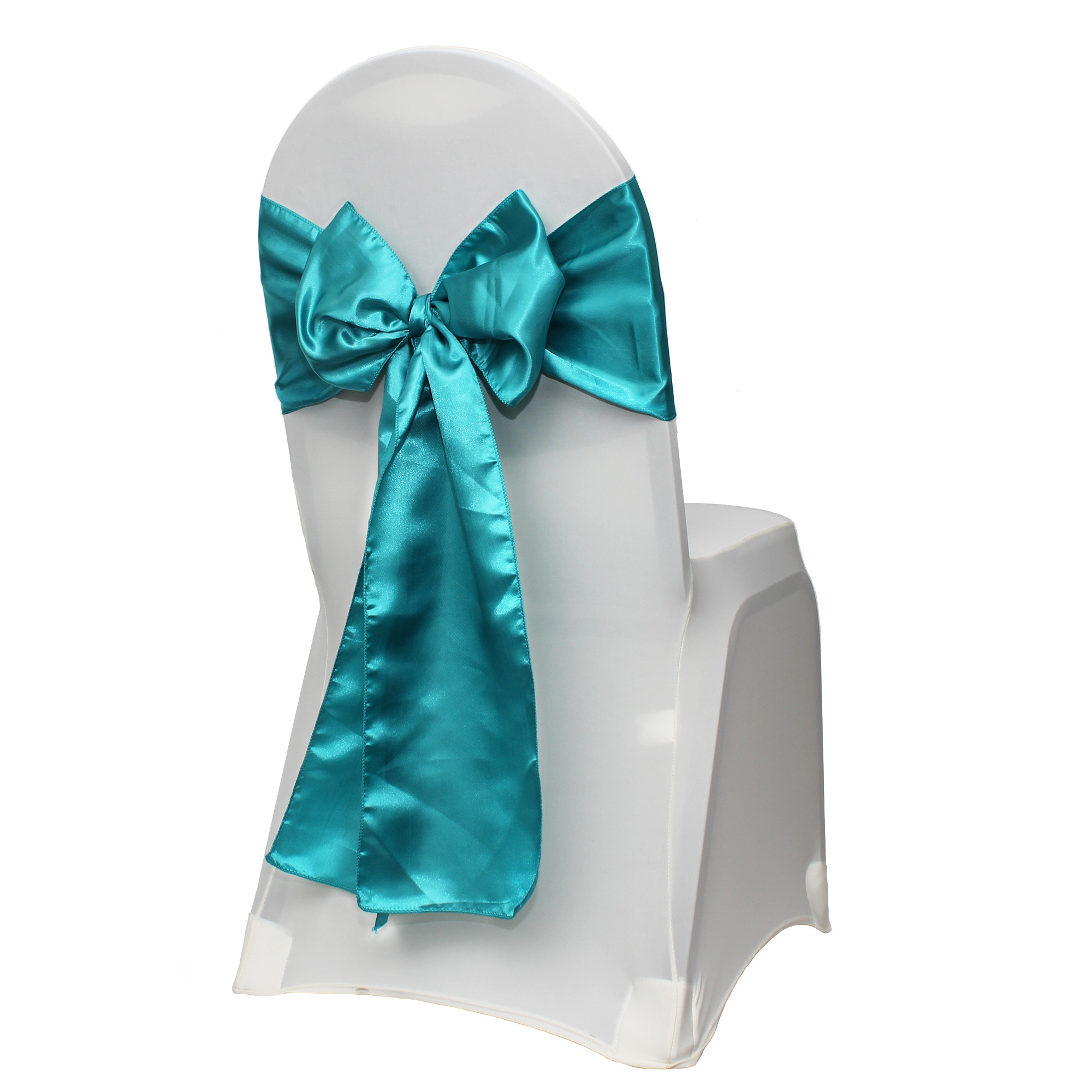 teal satin chair sashes for banquet chairs