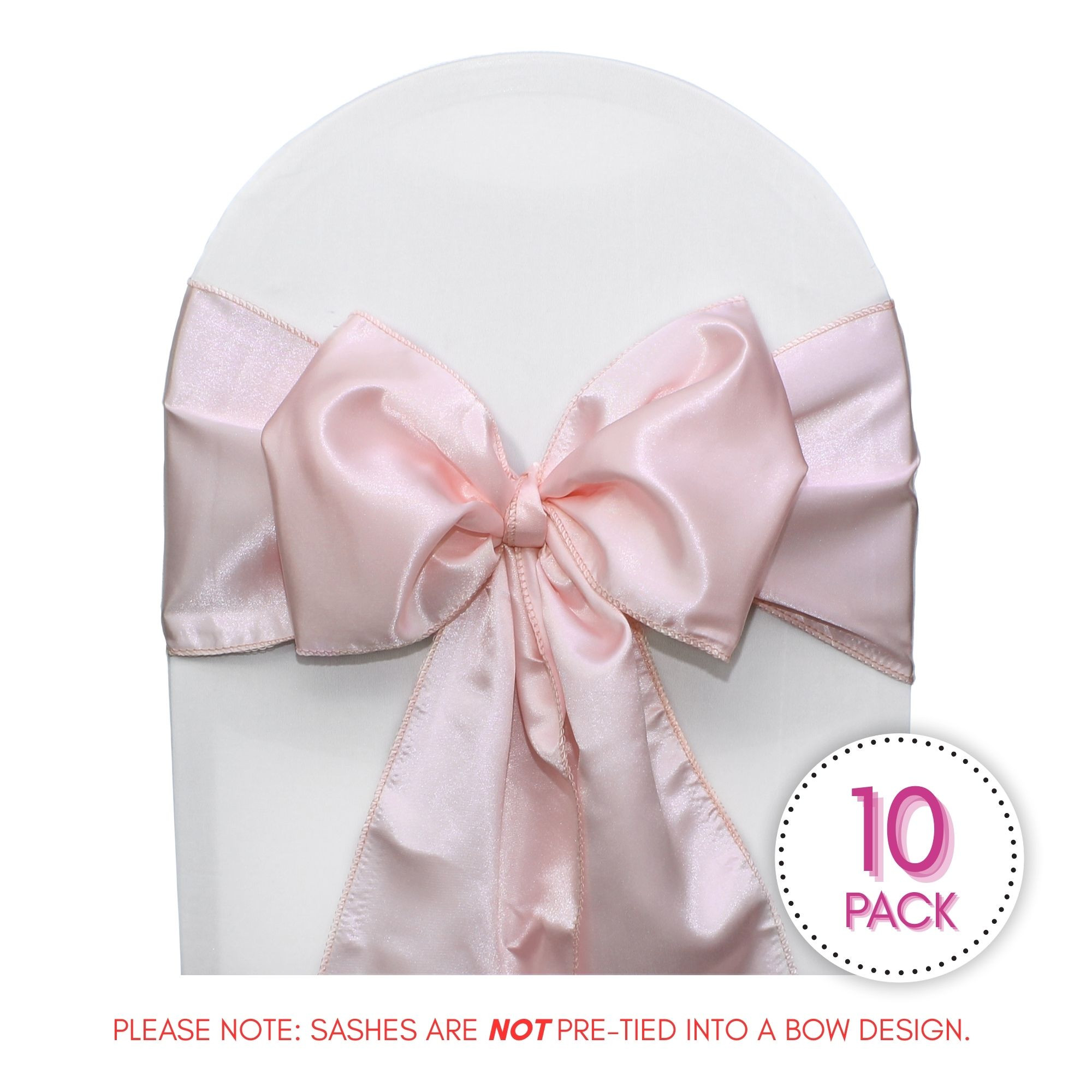 10 Pack Satin Sashes Blush