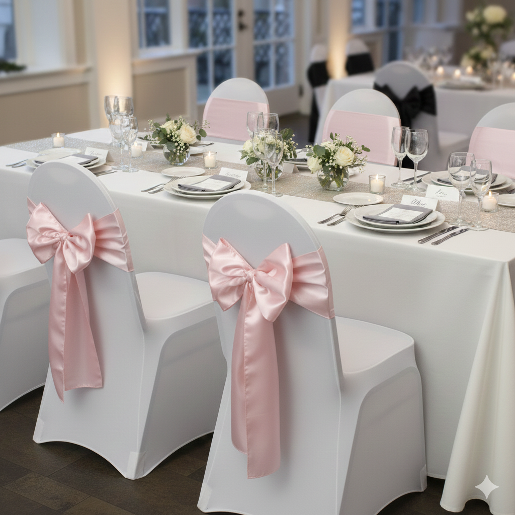 blush chair sashes for weddings, parties, holidays