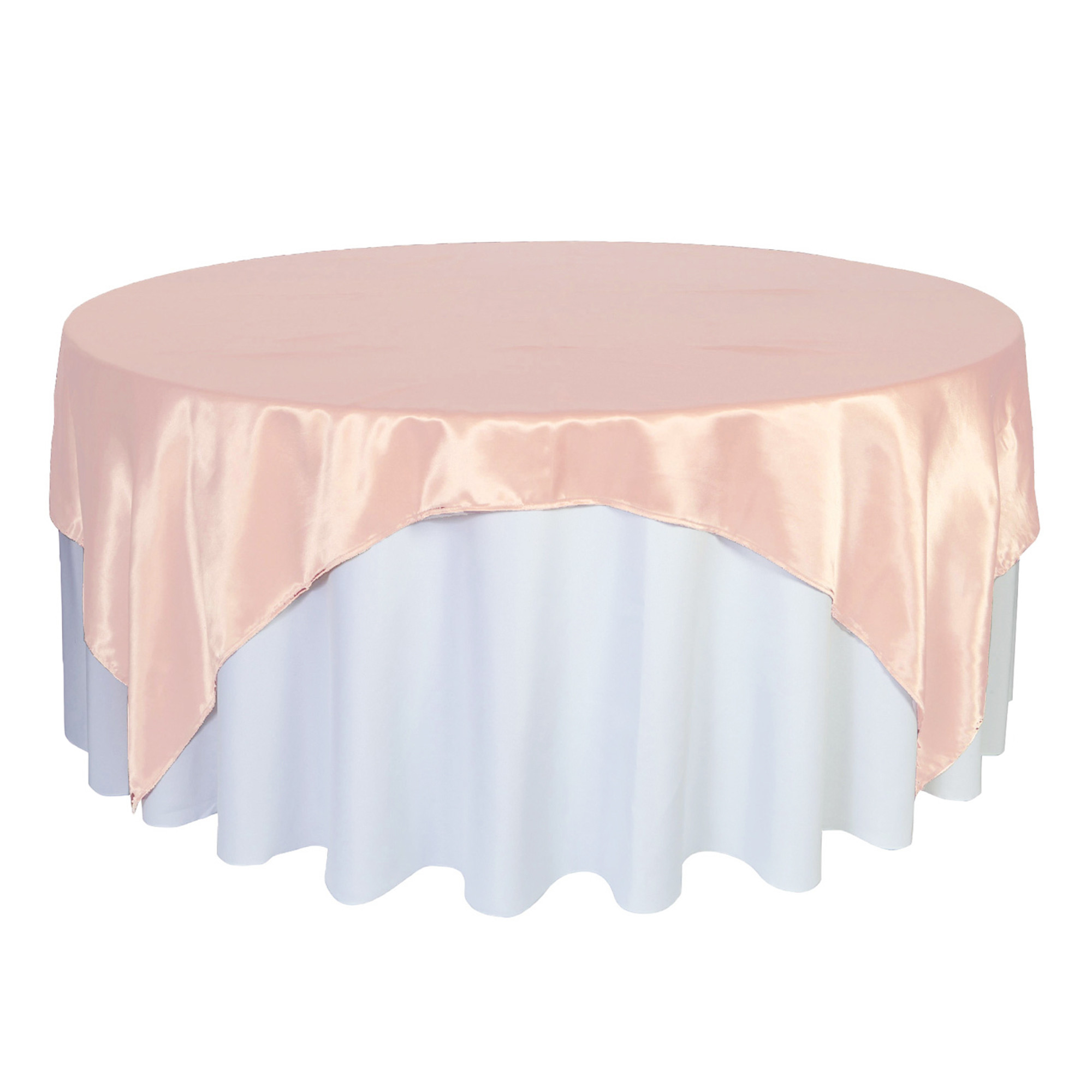 72 inch Square Satin Table Overlays Blush