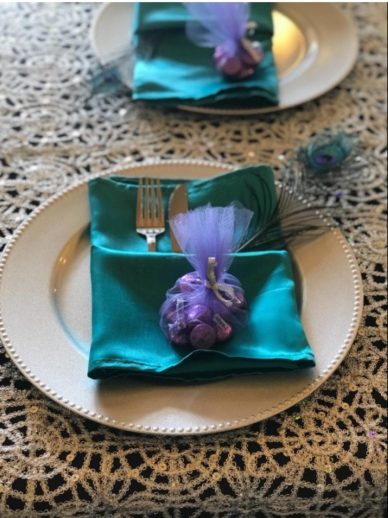 teal satin napkins