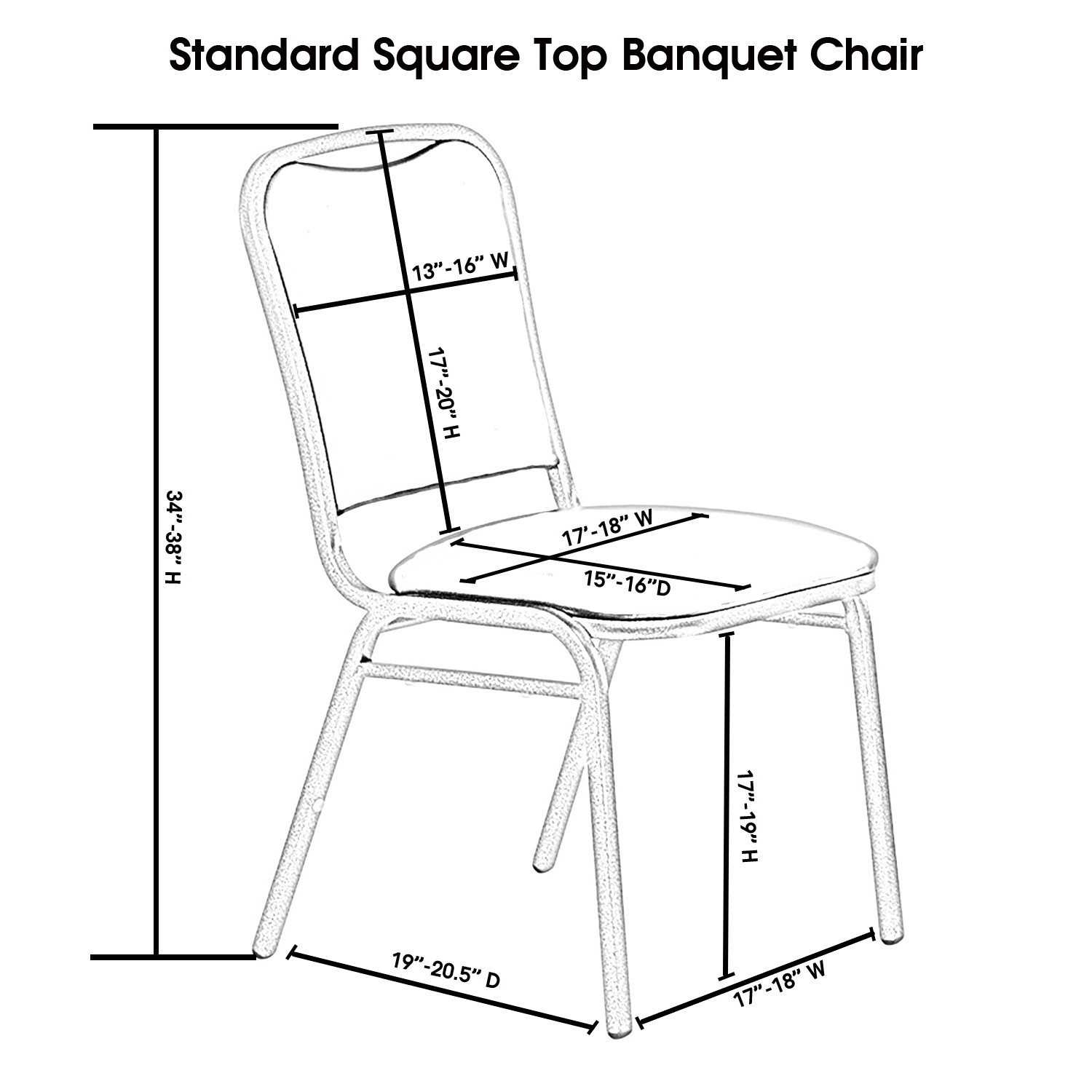 Square Top Spandex Chair Dimensions