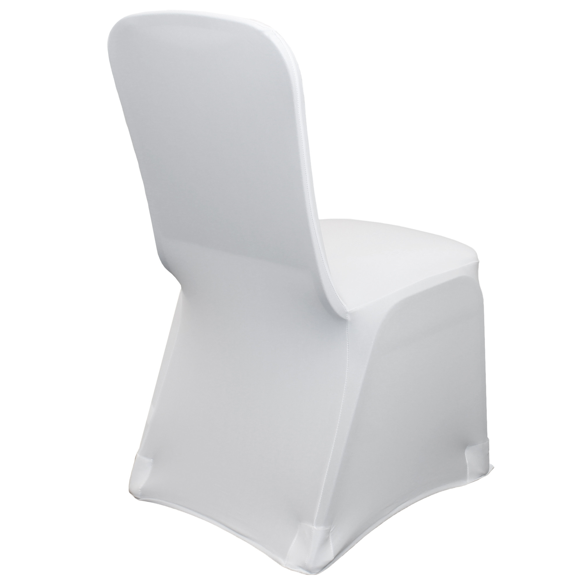 Square Top Stretch Spandex Banquet Chair Cover White side