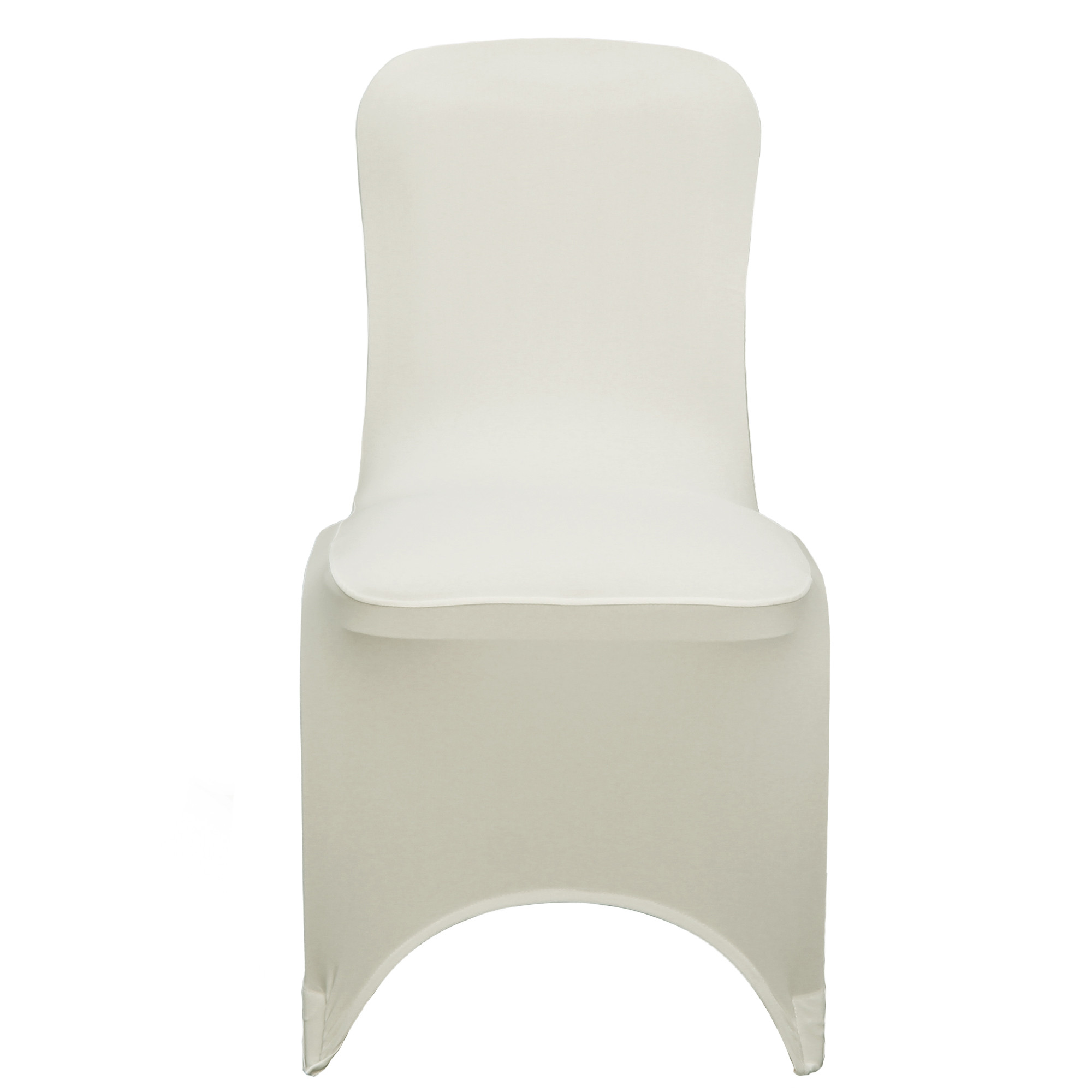 Square Top Stretch Spandex Banquet Chair Cover Ivory front
