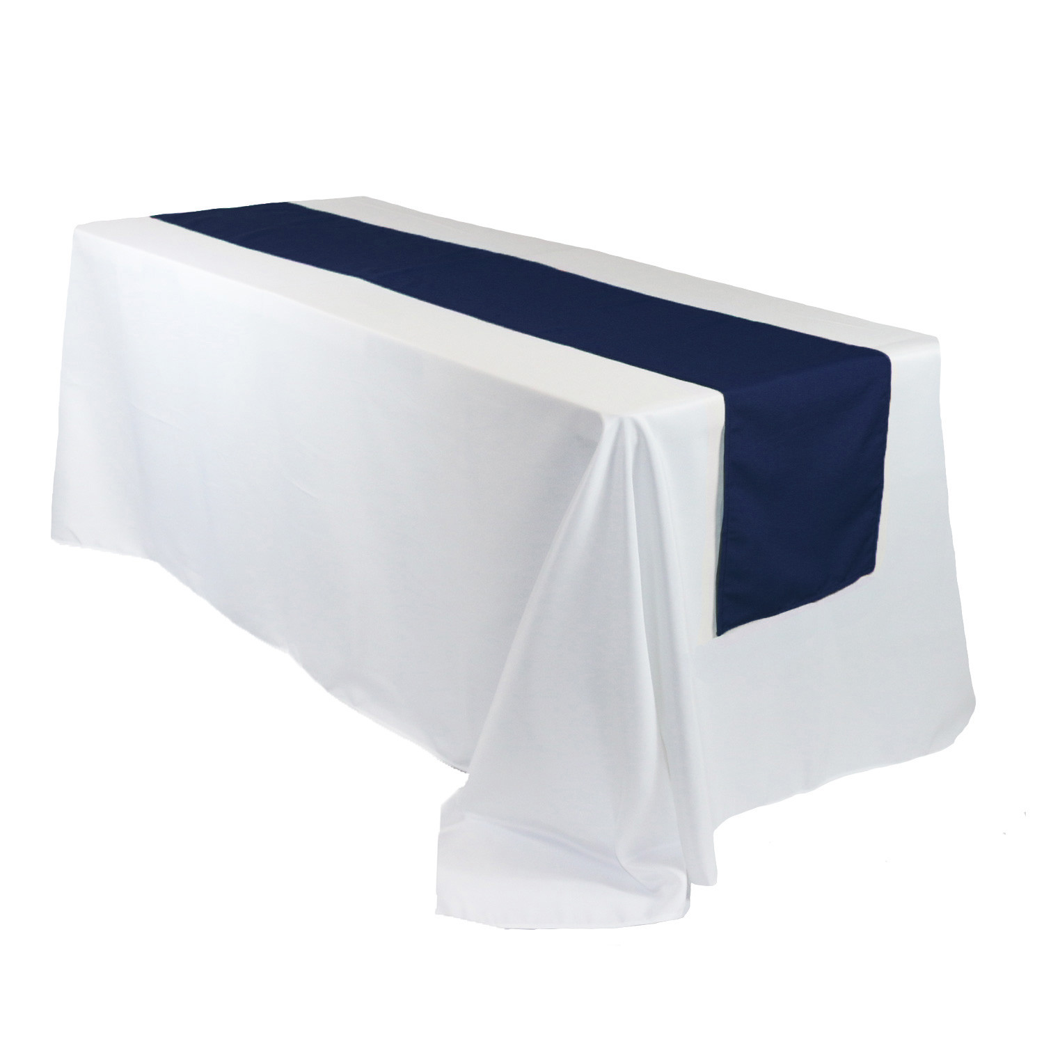 14 x 108 Inch Polyester Table Runner Navy Blue on rectangular tables