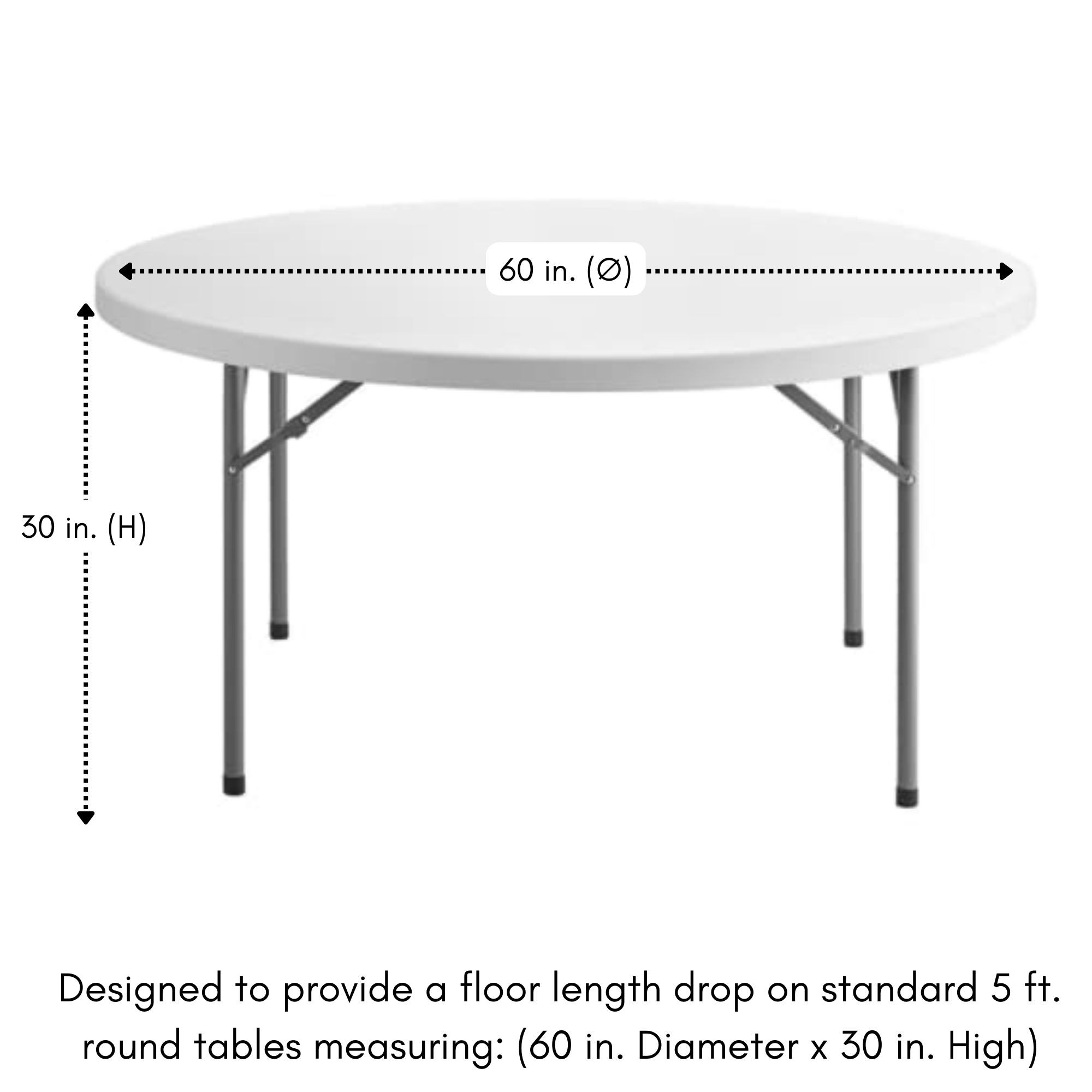 Crinkle table cloth sizing chart