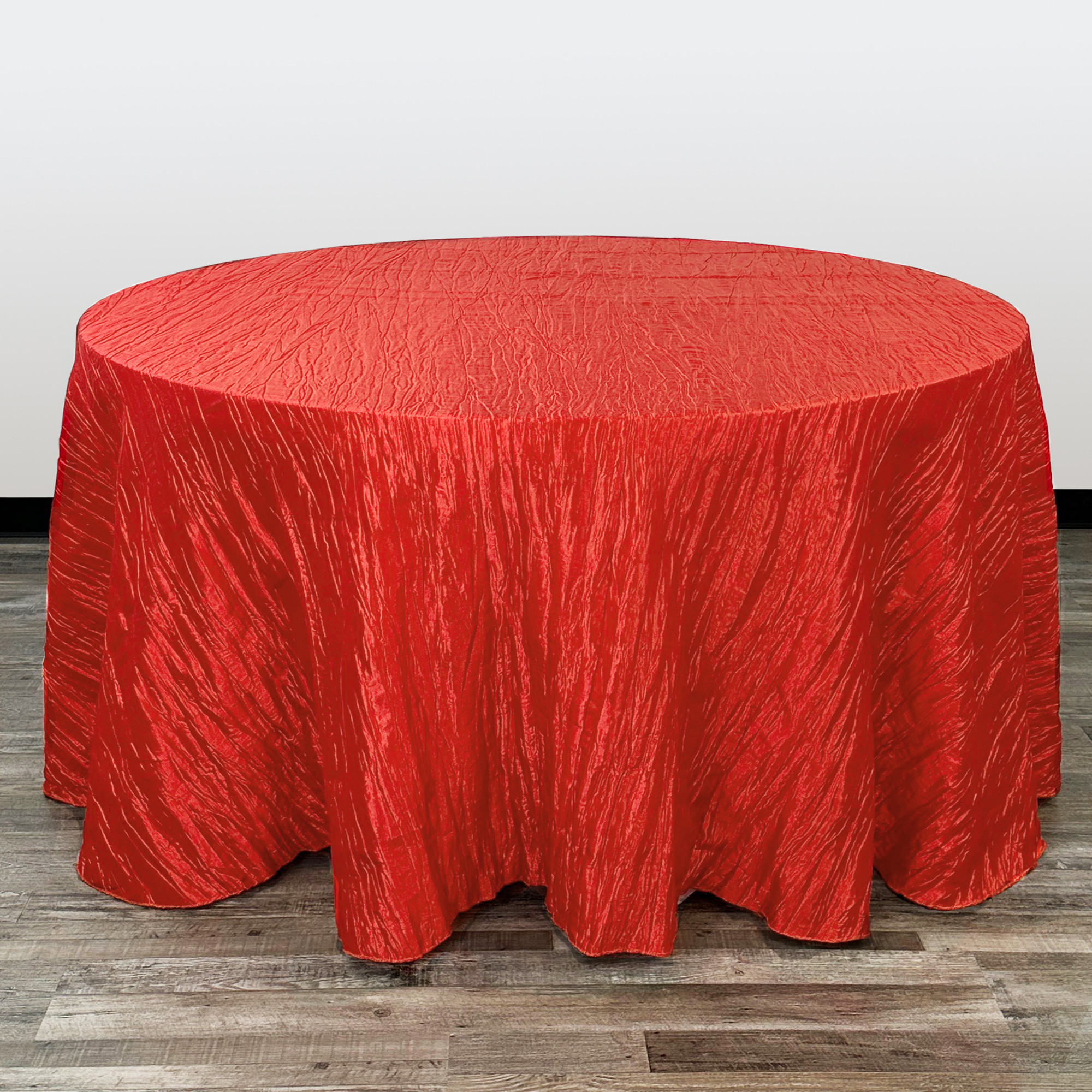 132 Inch Round Crinkle Taffeta Tablecloth Red | YCC Linens
