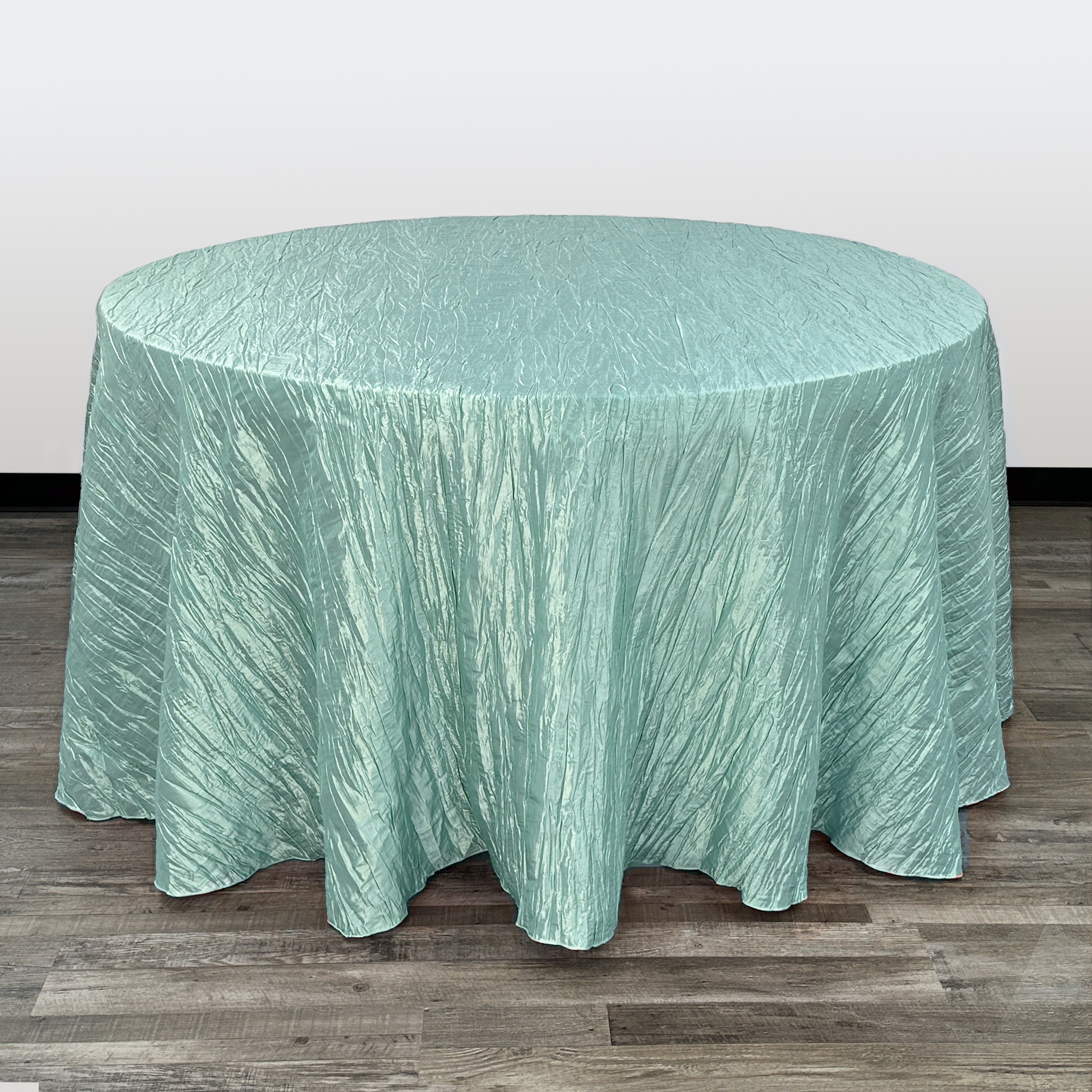 132 Inch Round Crinkle Taffeta Tablecloth Tiffany