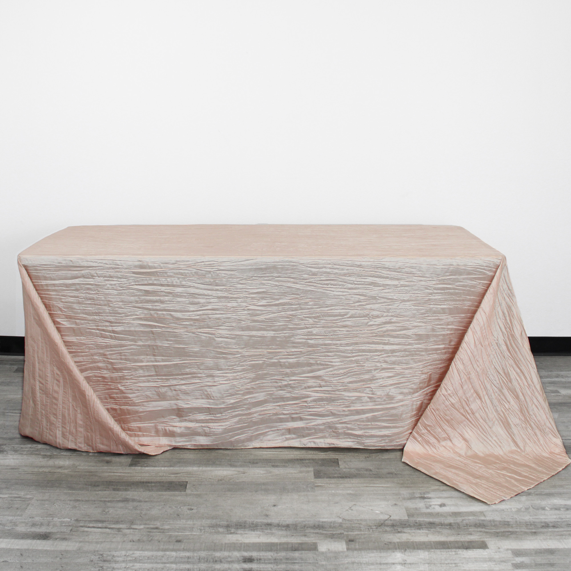 90 x 156 Inch Rectangular Crinkle Taffeta Tablecloth Blush front