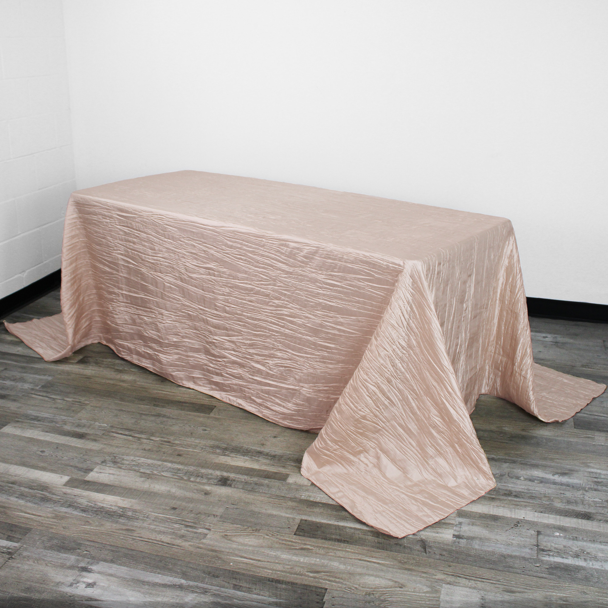 90 x 156 Inch Rectangular Crinkle Taffeta Tablecloth Blush