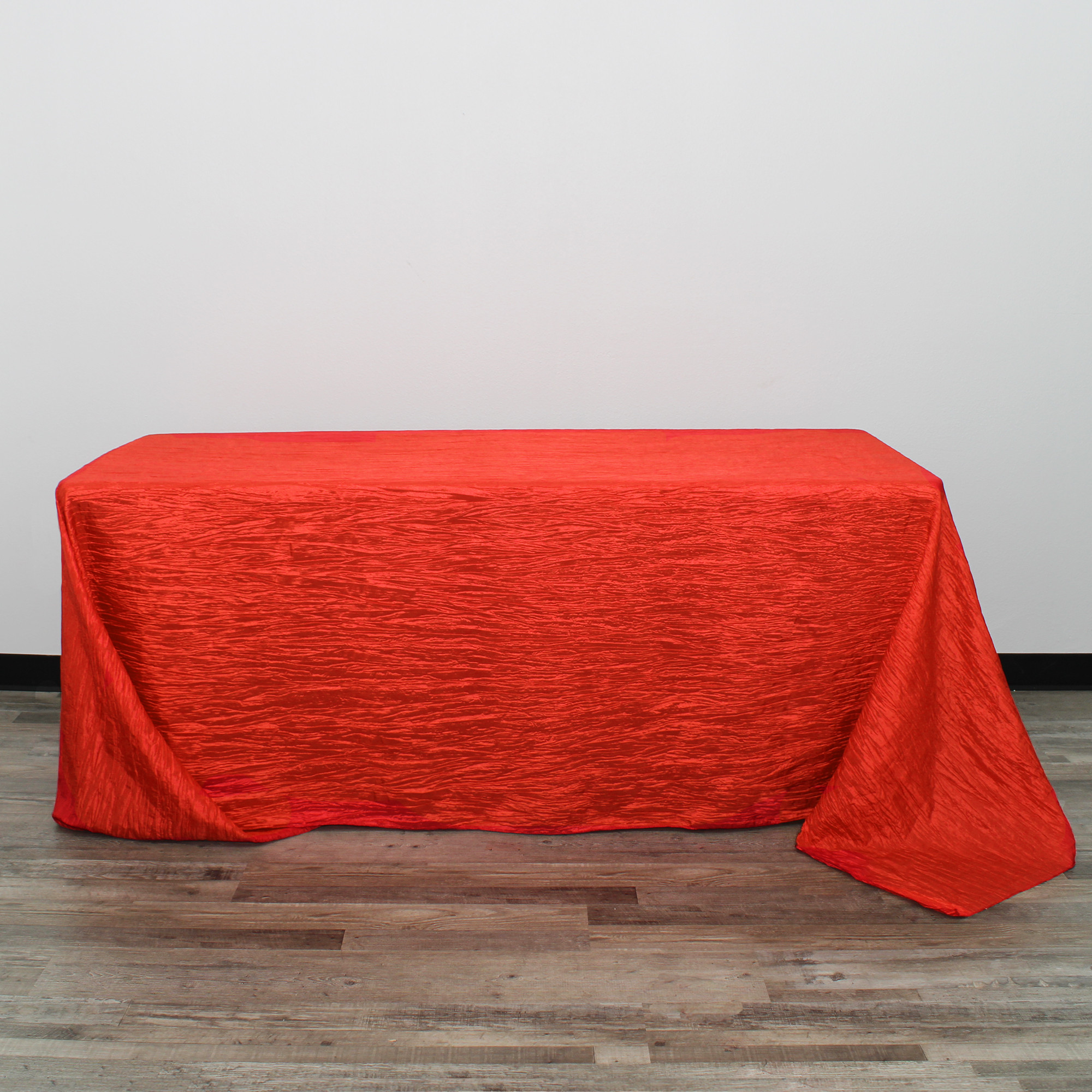 90 x 156 Inch Rectangular Crinkle Taffeta Tablecloth Red front
