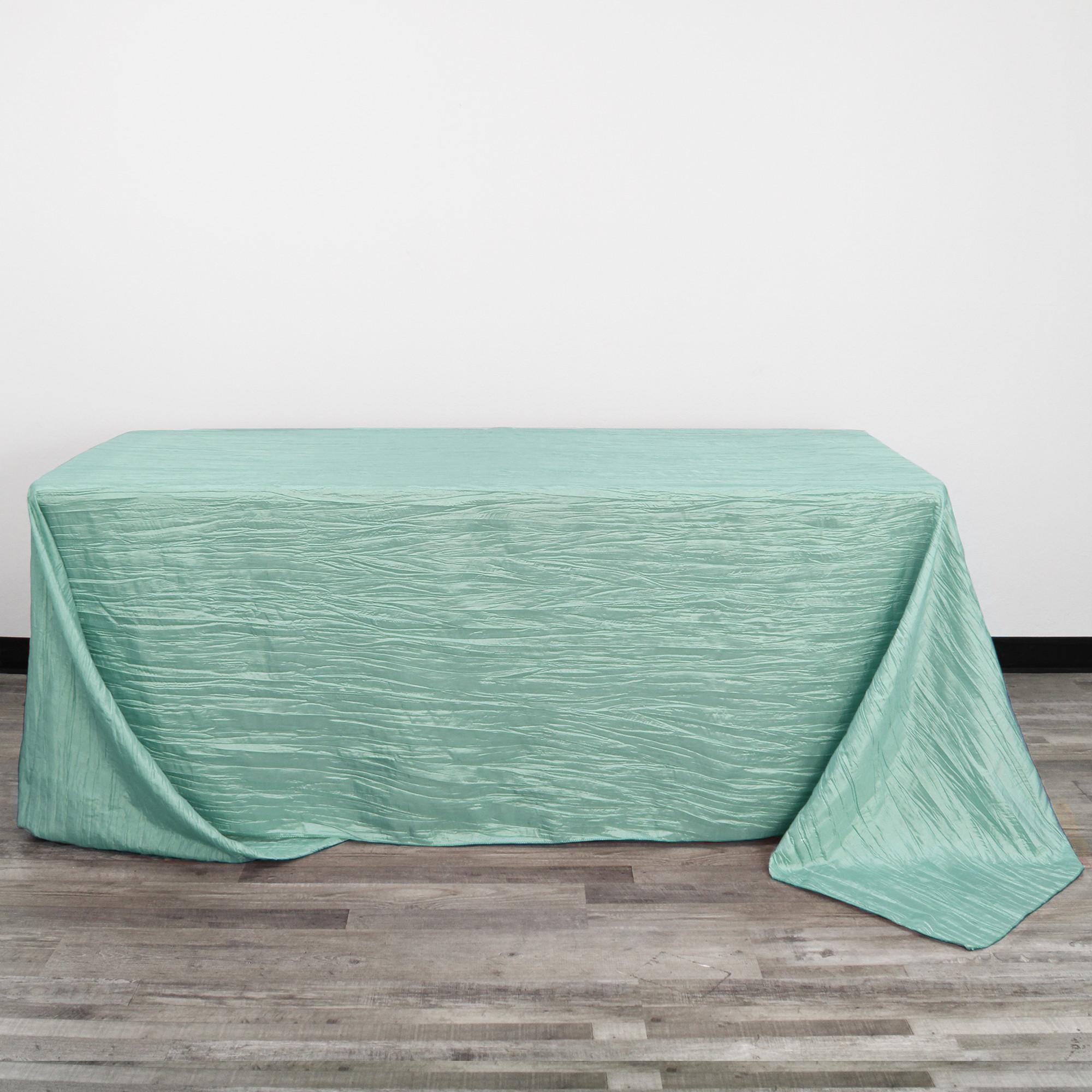90 x 156 Inch Rectangular Crinkle Taffeta Tablecloth Tiffany front