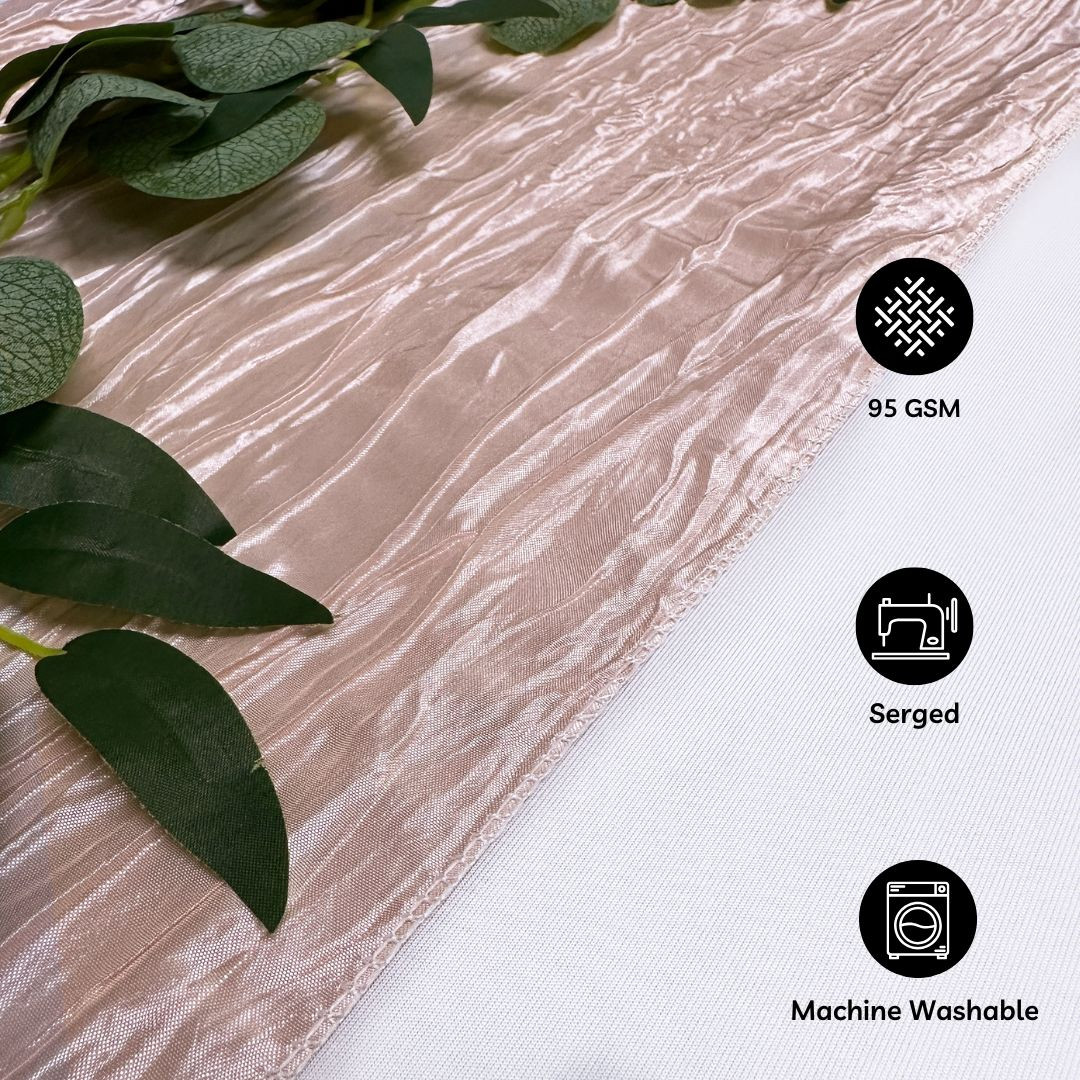 14 x 108 inch Crinkle Taffeta Table Runner Blush Hem