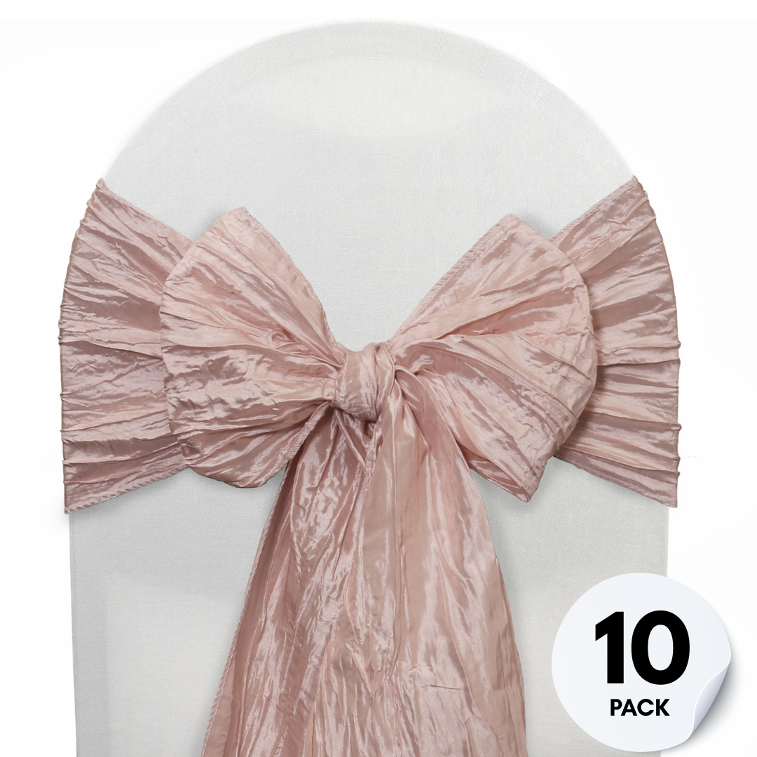 10 Pack Crinkle Taffeta Chair Sashes Blush