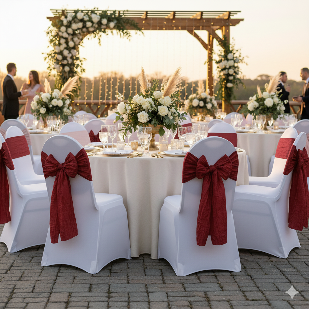 burgundy crinkle taffeta sashes