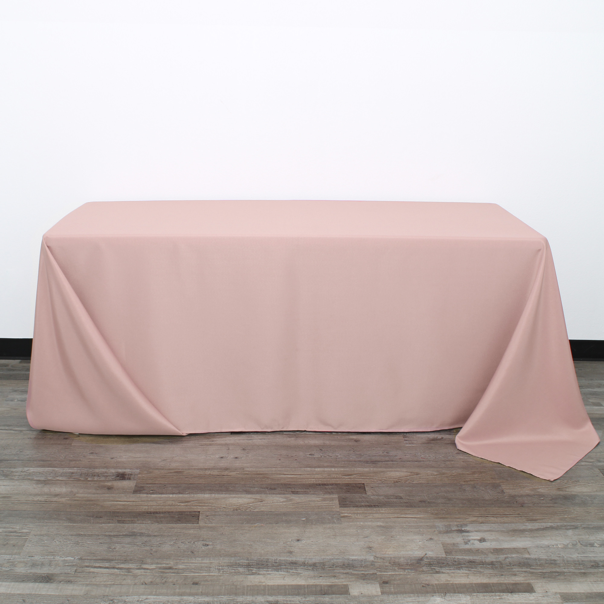 90 x 156 Inch Rectangular Polyester Tablecloth Blush Front