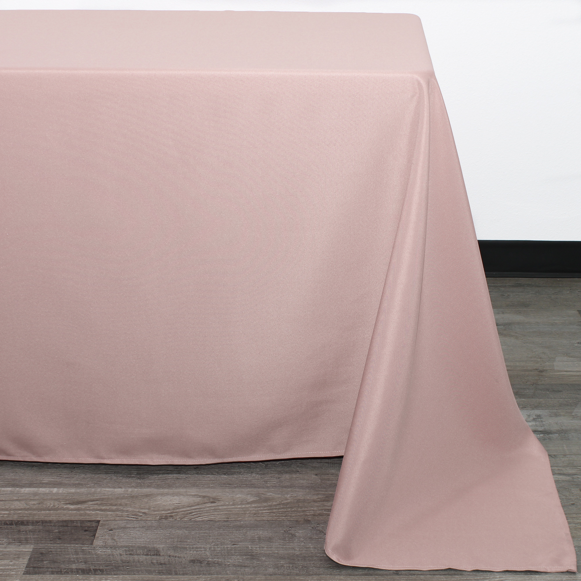 90 x 156 Inch Rectangular Polyester Tablecloth Blush Corner