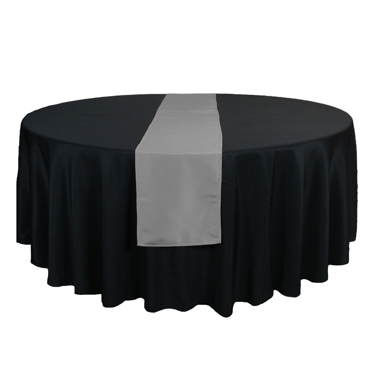 14 x 108 inch Polyester Table Runners Gray on round tables