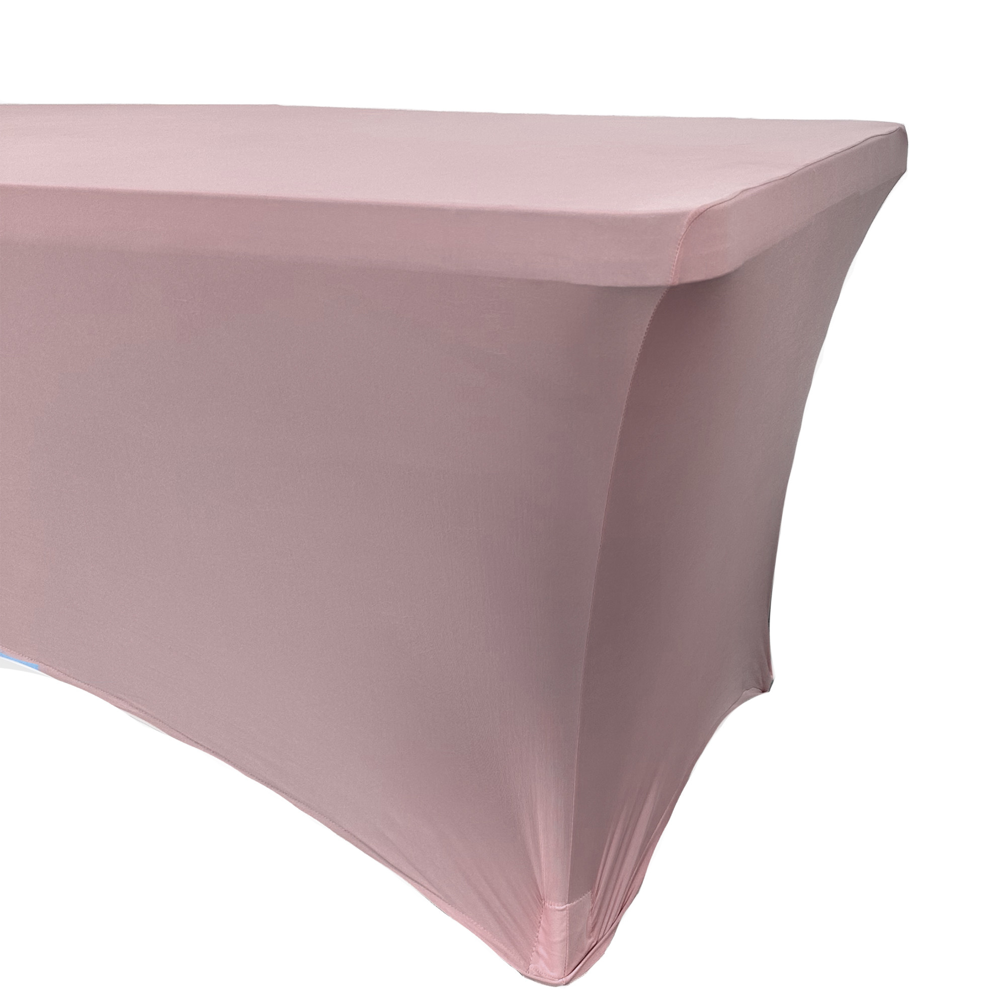 Stretch Spandex 6 ft Rectangular Table Cover Blush Front Corner