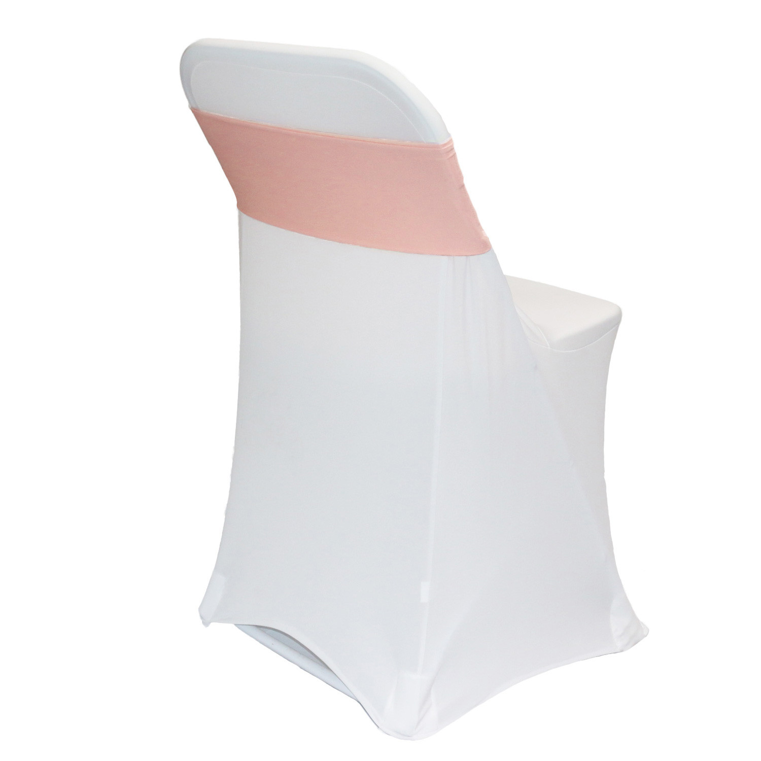 Spandex Chair Sashes Blush on folding chair