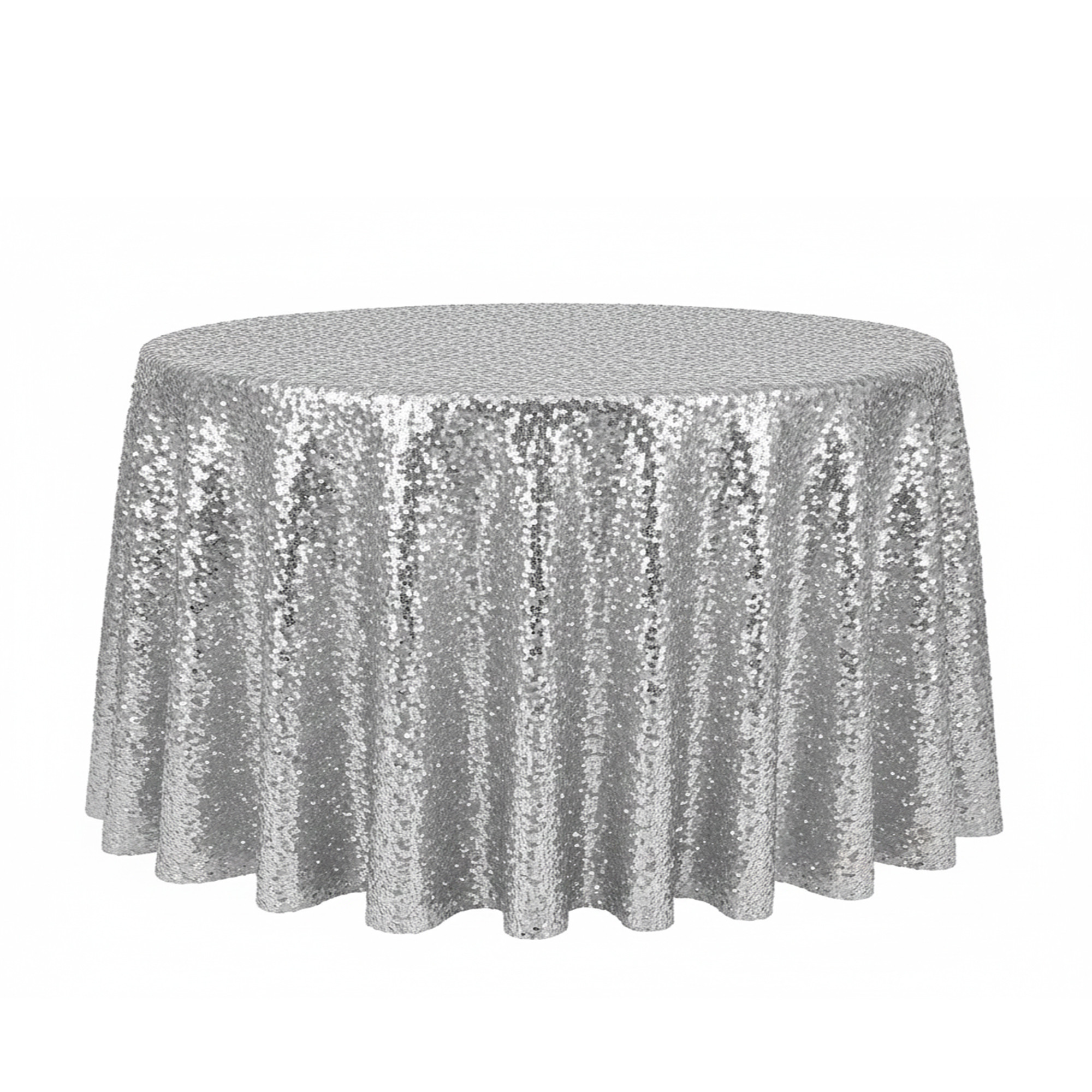 120 inch Round Glitz Sequin Tablecloth Silver