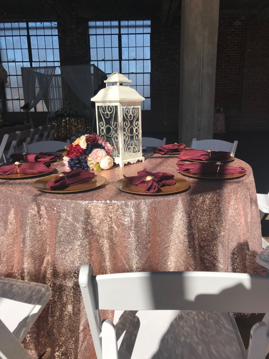 blush glitz tablecloths