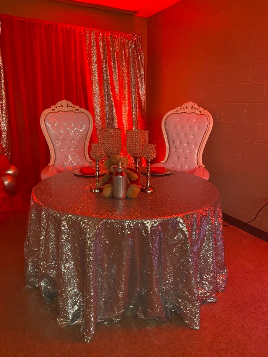 glitz sequin silver tablecloth