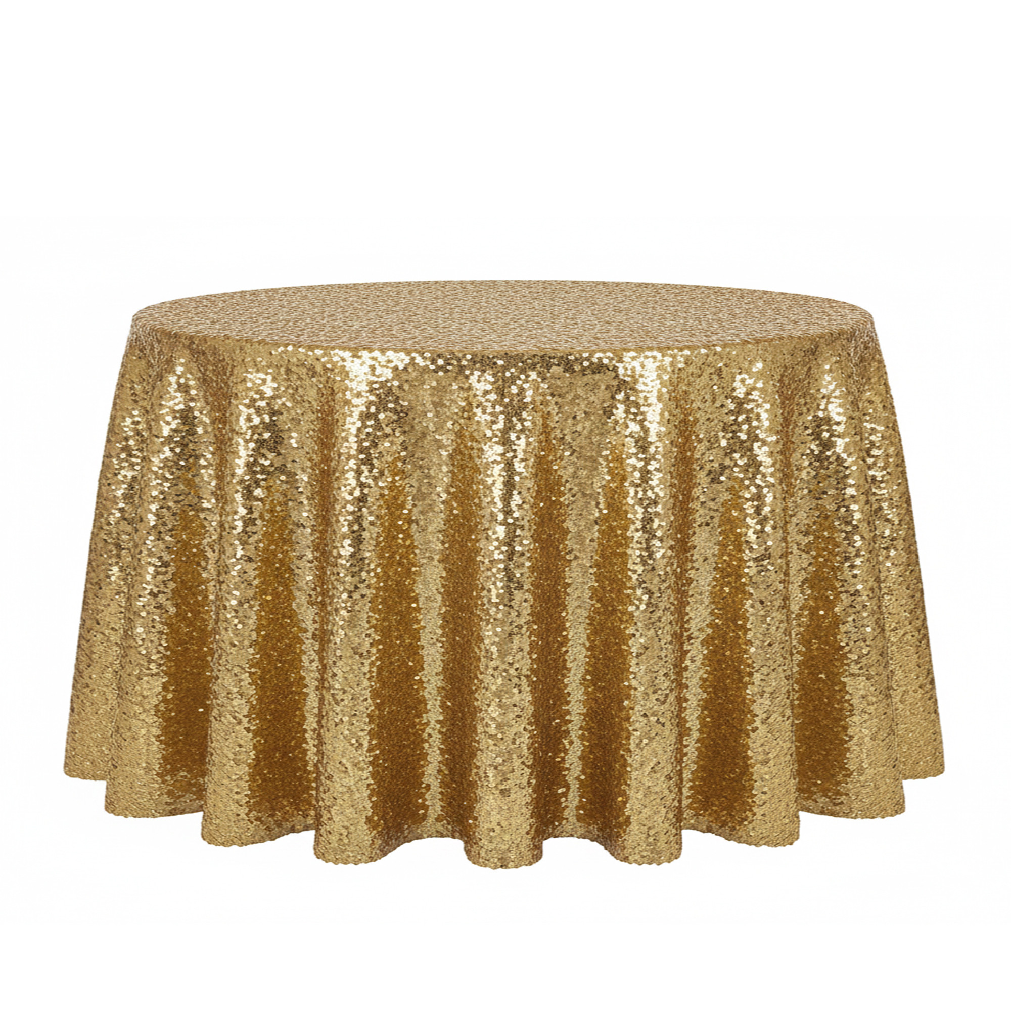 132 inch Round Glitz Sequin Tablecloth Gold