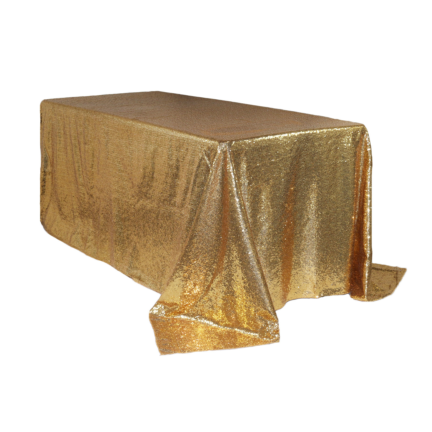 90 x 132 inch Rectangular Glitz Sequin Tablecloth Gold