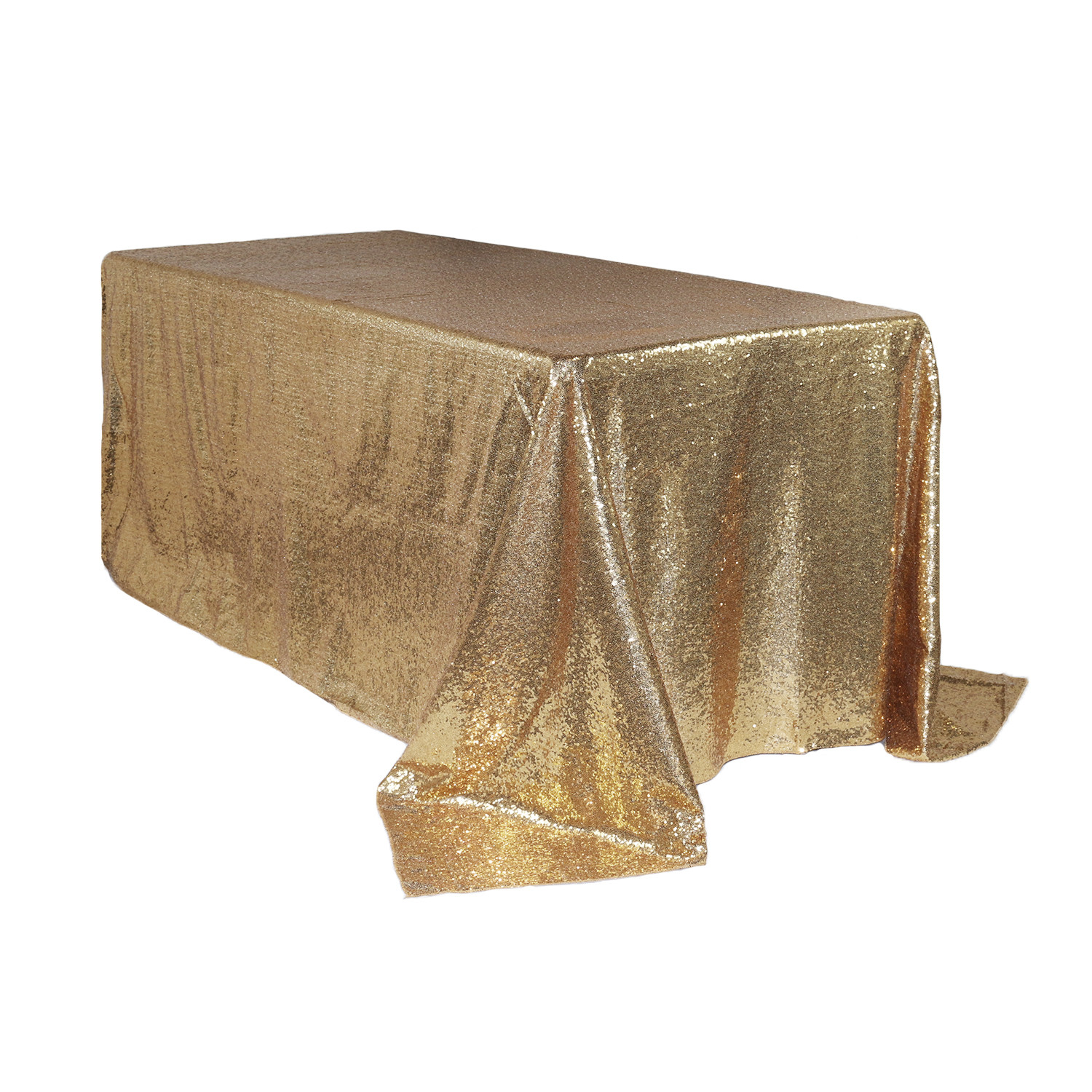 90 x 132 inch Rectangular Glitz Sequin Tablecloth Champagne