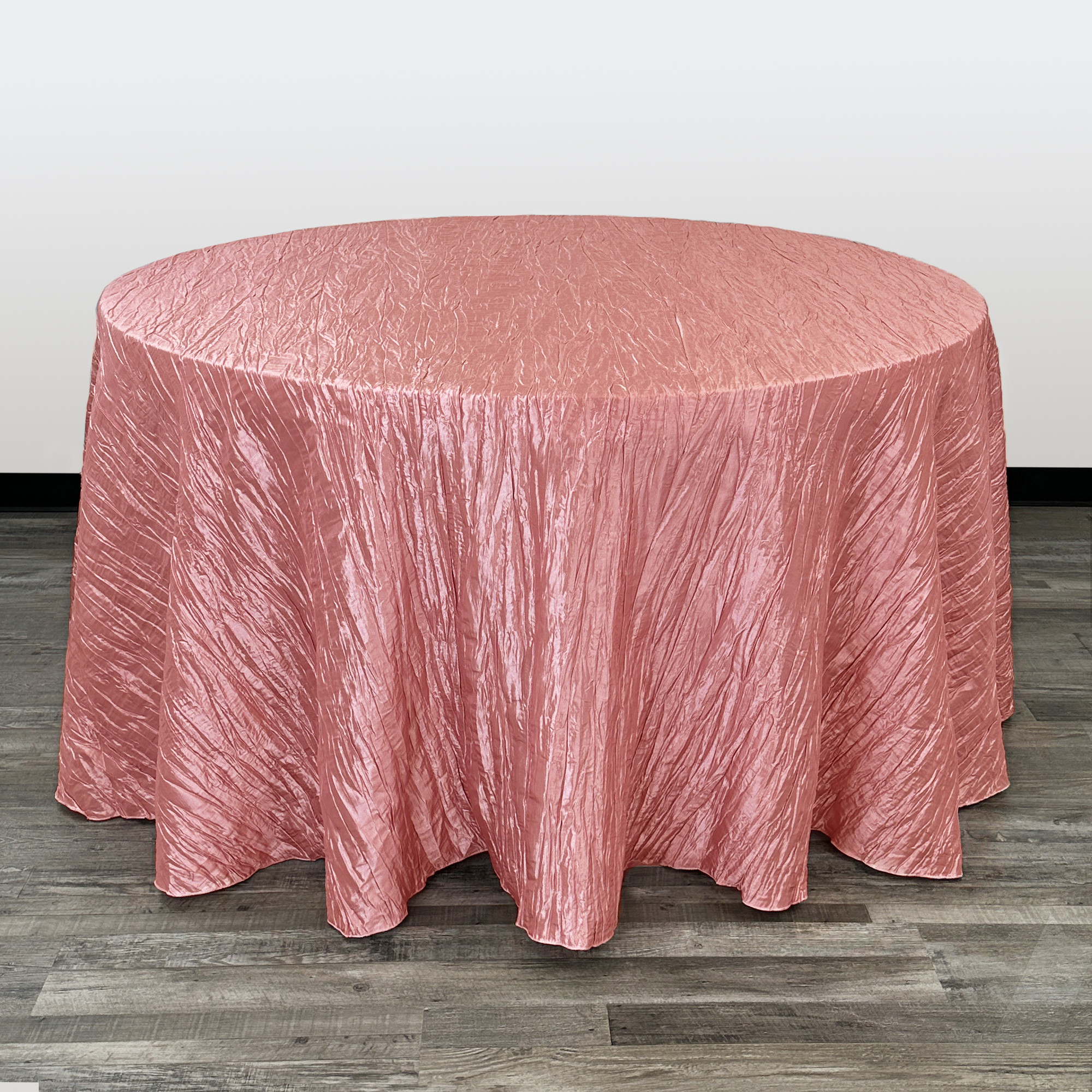 120 Inch Round Crinkle Taffeta Tablecloths Coral