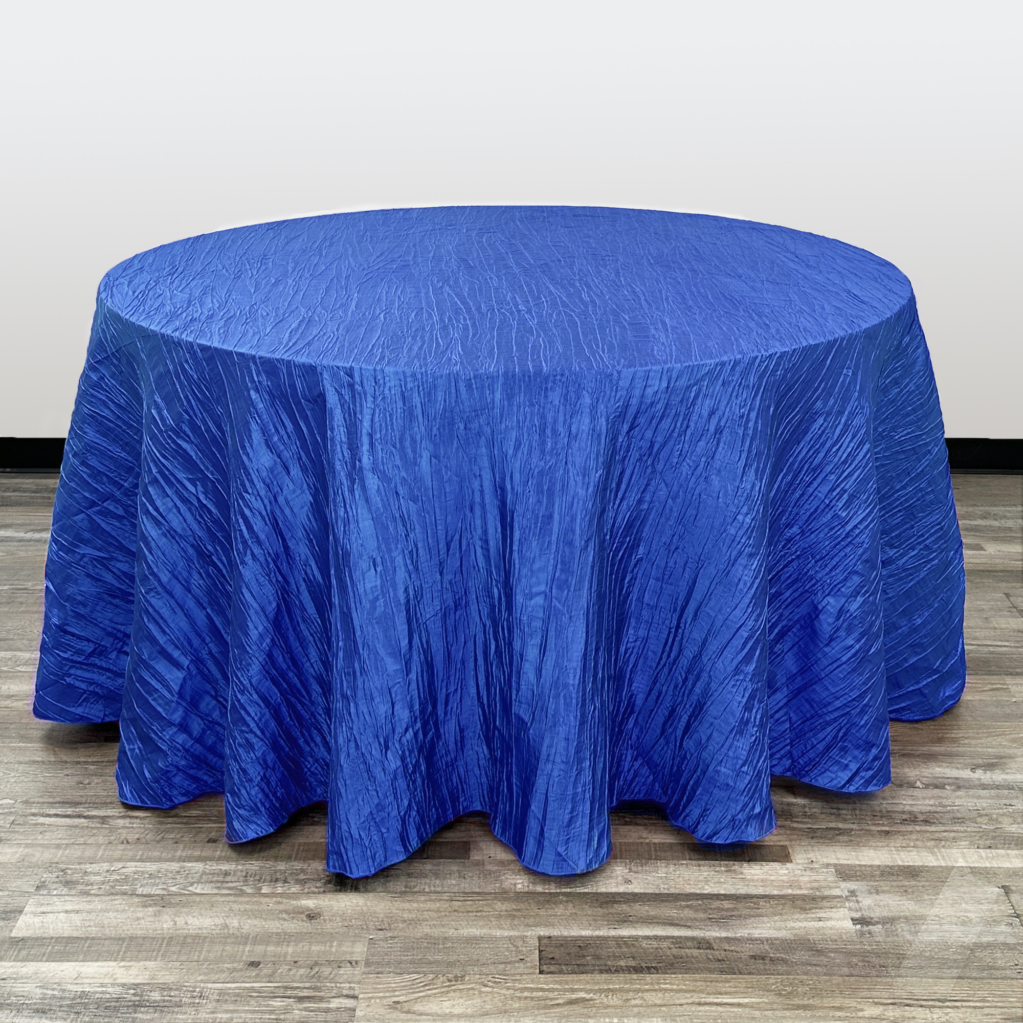 120 Inch Round Crinkle Taffeta Tablecloth Royal Blue