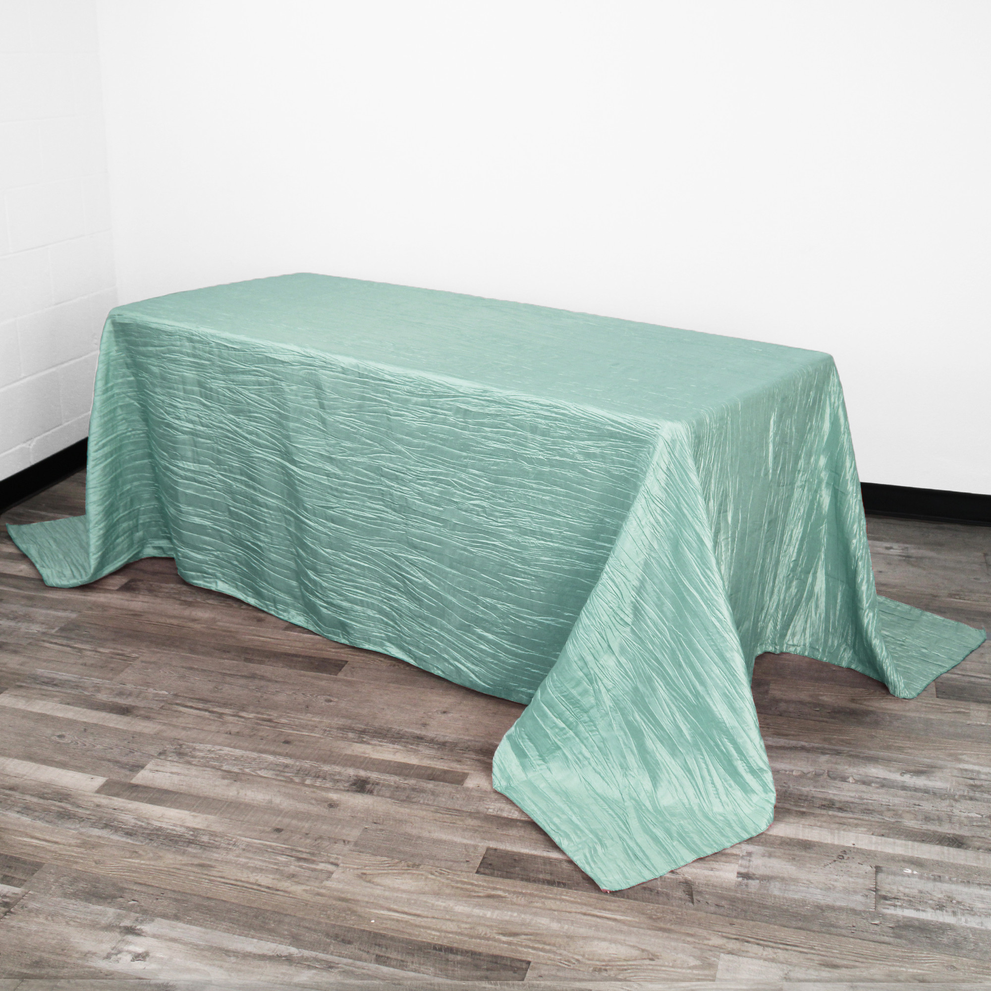 90 x 132 Inch Rectangular Crinkle Taffeta Tablecloth Tiffany | YCC