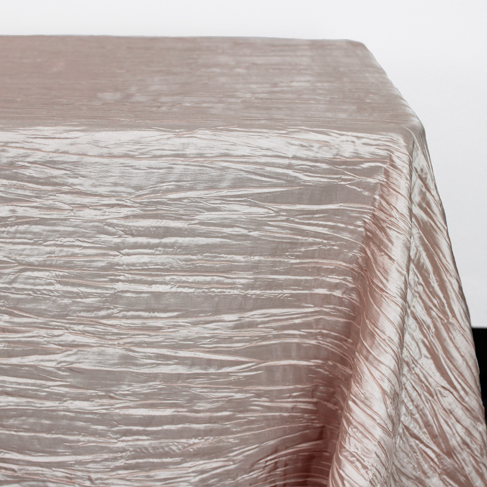 90 x 132 Inch Rectangular Crinkle Taffeta Tablecloth Blush corner