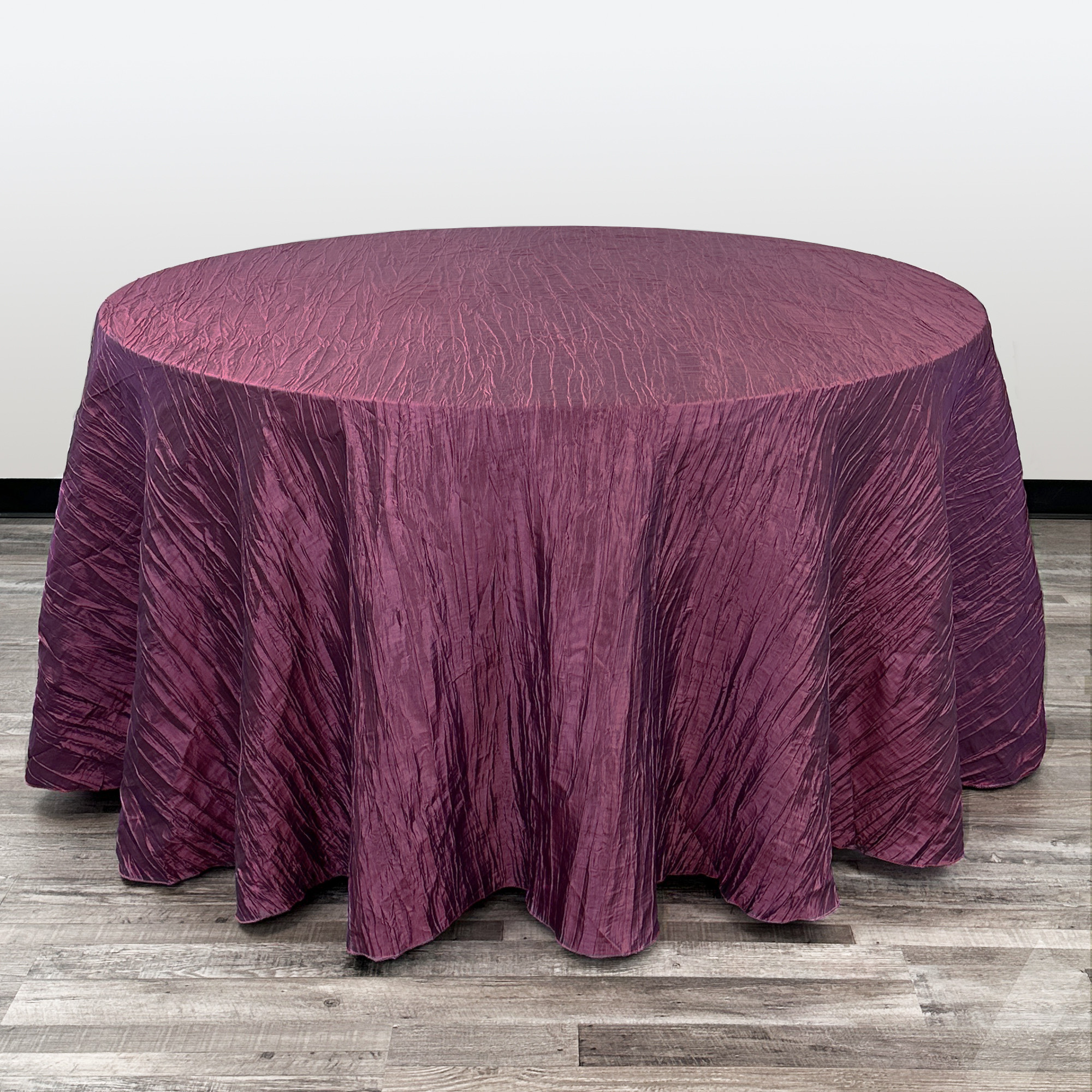 120 Inch Round Crinkle Taffeta Tablecloth Eggplant
