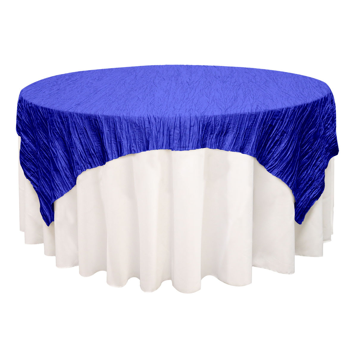 72 inch Square Crinkle Taffeta Table Overlays Royal Blue
